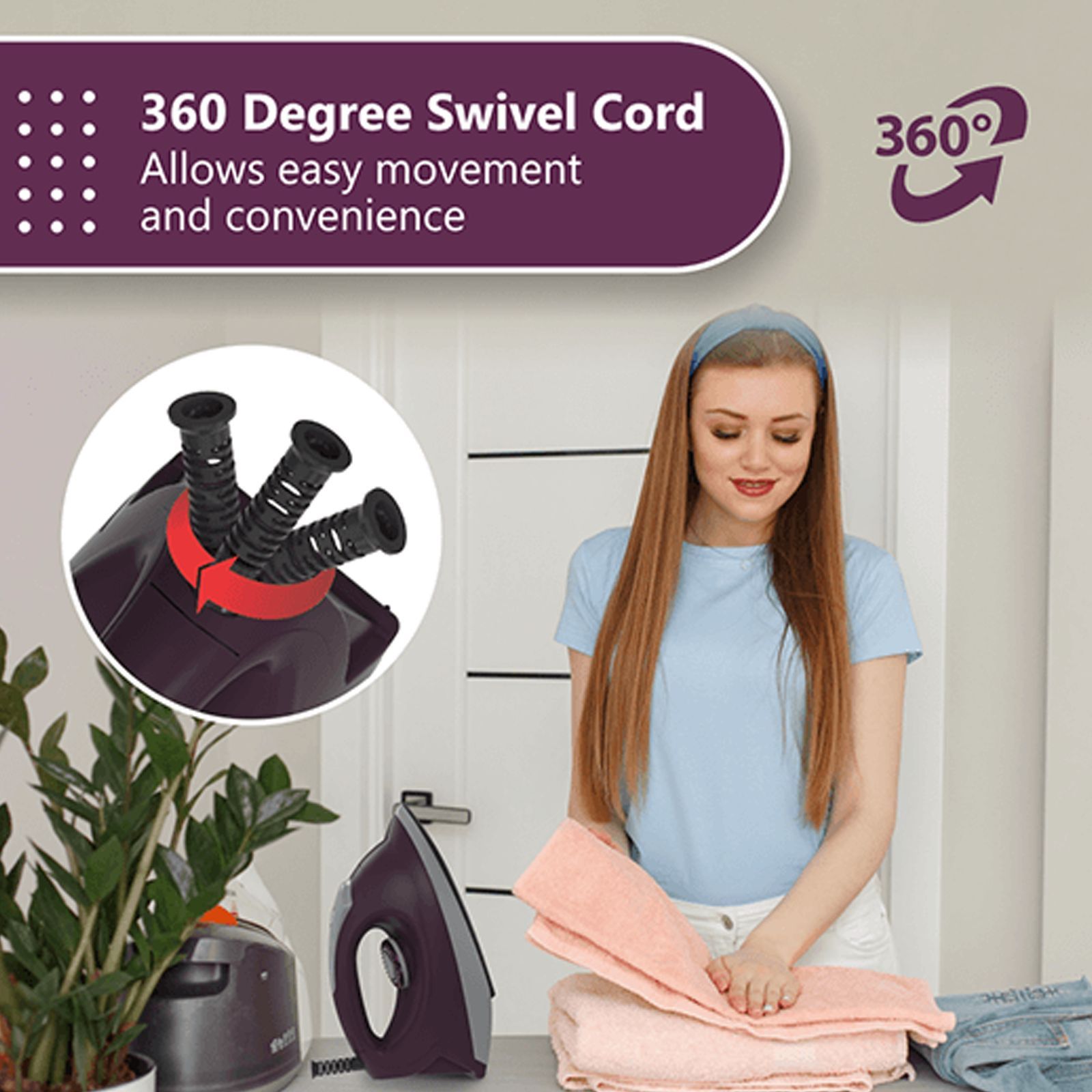 Crompton Pebble 1100 Watts Dry Iron (6 Fabric Settings, Purple) Crompton Pebble 1100 Watts Dry Iron (6 Fabric Settings, Purple)_5