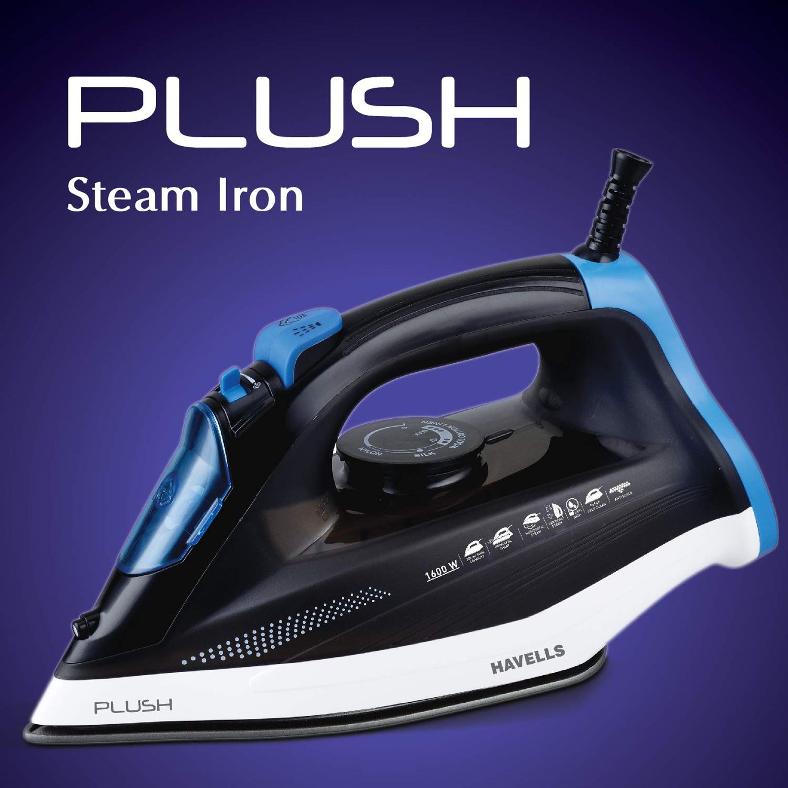 HAVELLS Plush 1600 Watts 320ml Steam Iron (Horizontal & Vertical Steaming, Black) HAVELLS Plush 1600 Watts 320ml Steam Iron (Horizontal & Vertical Steaming, Black)_11