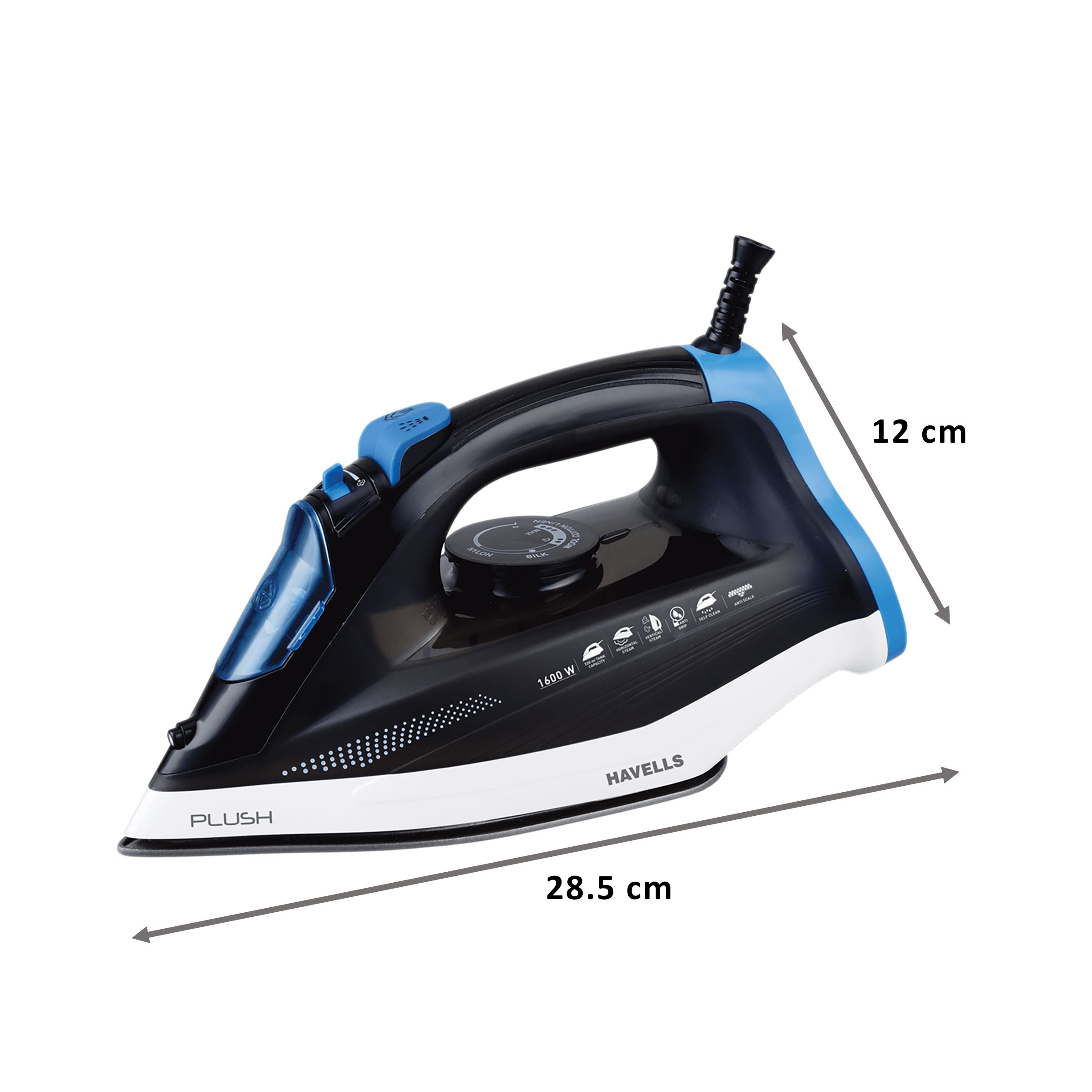 HAVELLS Plush 1600 Watts 320ml Steam Iron (Horizontal & Vertical Steaming, Black) HAVELLS Plush 1600 Watts 320ml Steam Iron (Horizontal & Vertical Steaming, Black)_2