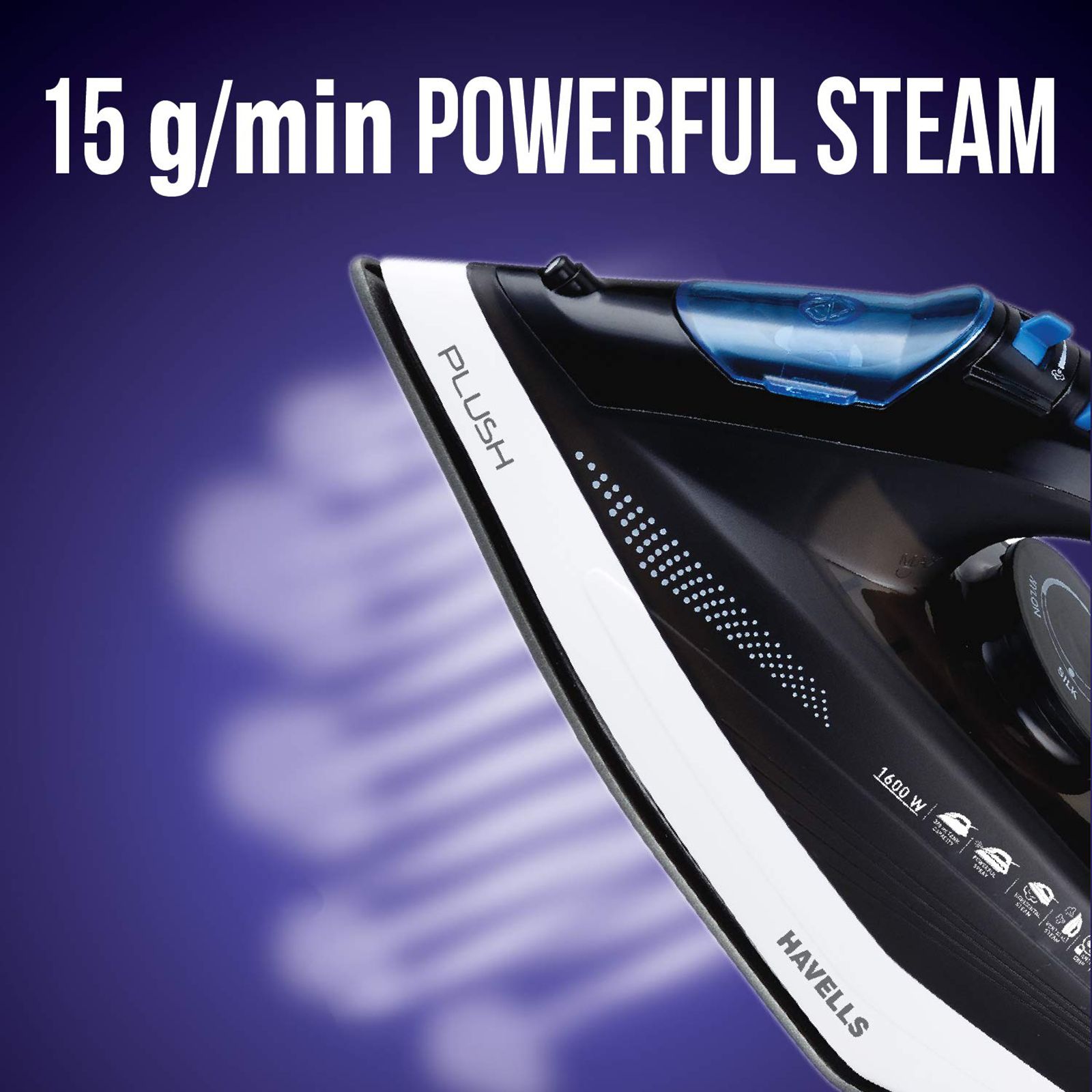 HAVELLS Plush 1600 Watts 320ml Steam Iron (Horizontal & Vertical Steaming, Black) HAVELLS Plush 1600 Watts 320ml Steam Iron (Horizontal & Vertical Steaming, Black)_9