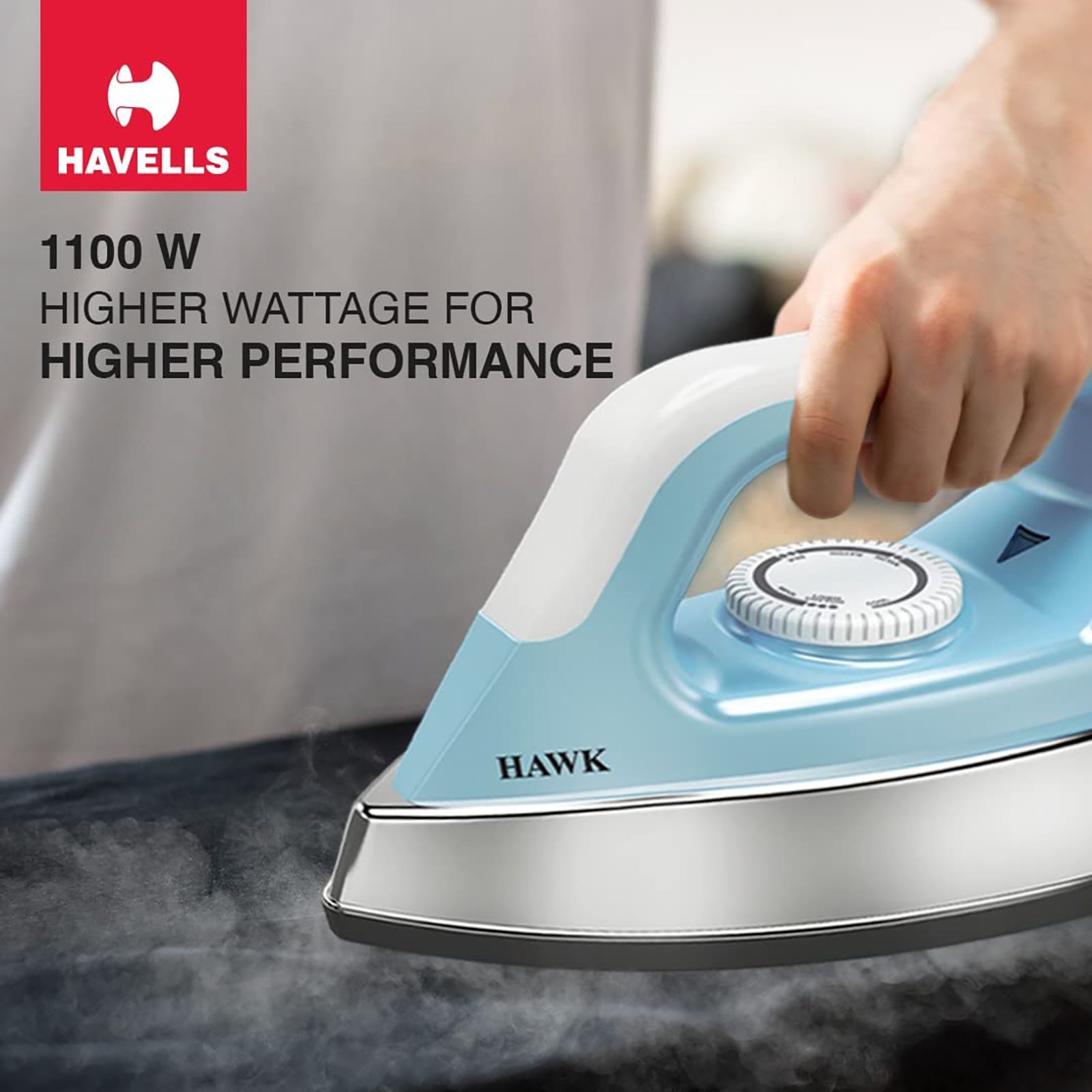 HAVELLS Hawk 1100 Watts Dry Iron (Thermal Fuse, Blue & White)_8