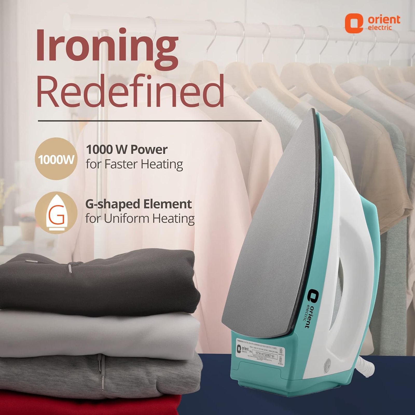 Orient Fabrijoy 1000 Watts Dry Iron (G Shaped Heating Element, DIFJ10BP, Turquoise Blue) Orient Fabrijoy 1000 Watts Dry Iron (G Shaped Heating Element, DIFJ10BP, Turquoise Blue)_6