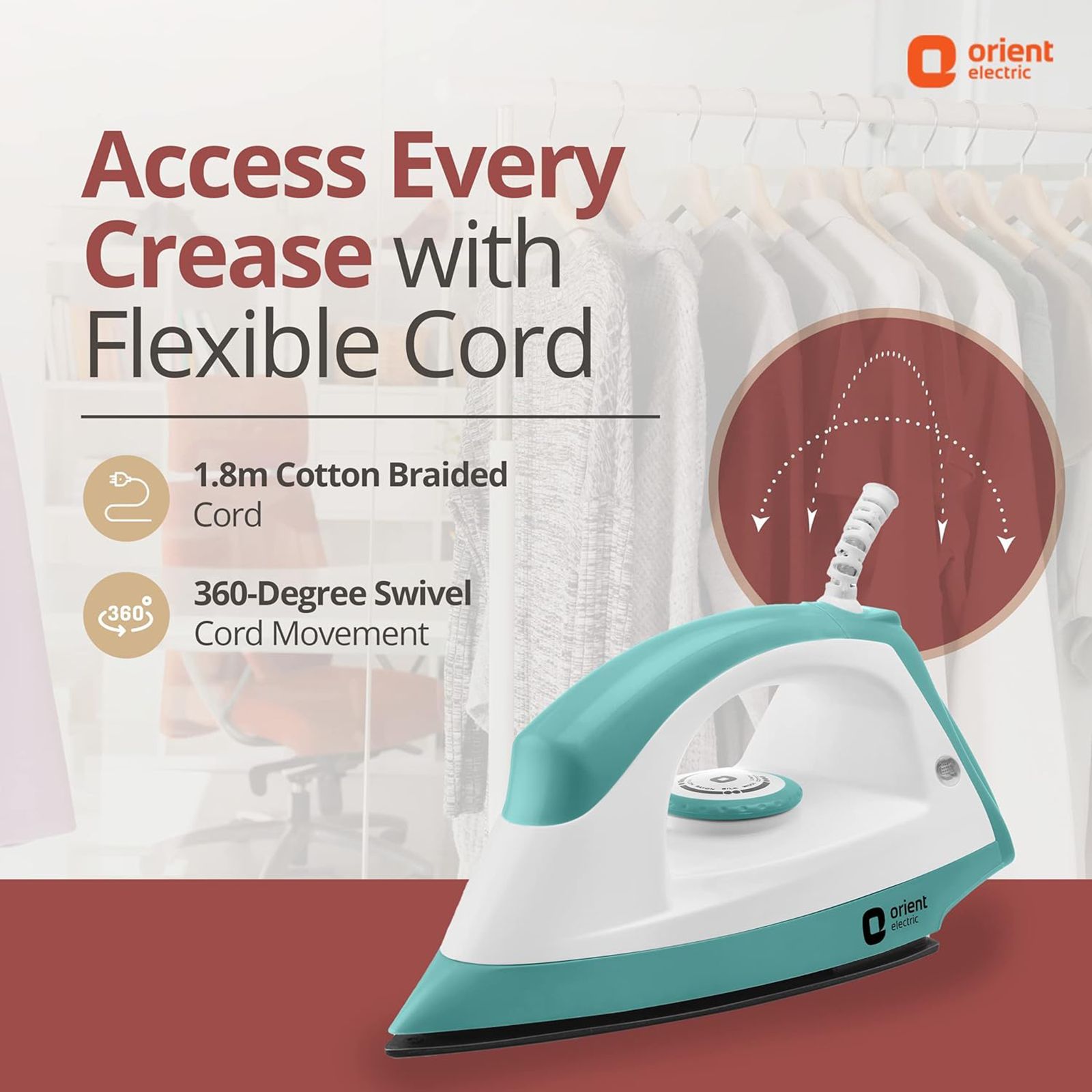 Orient Fabrijoy 1000 Watts Dry Iron (G Shaped Heating Element, DIFJ10BP, Turquoise Blue) Orient Fabrijoy 1000 Watts Dry Iron (G Shaped Heating Element, DIFJ10BP, Turquoise Blue)_8