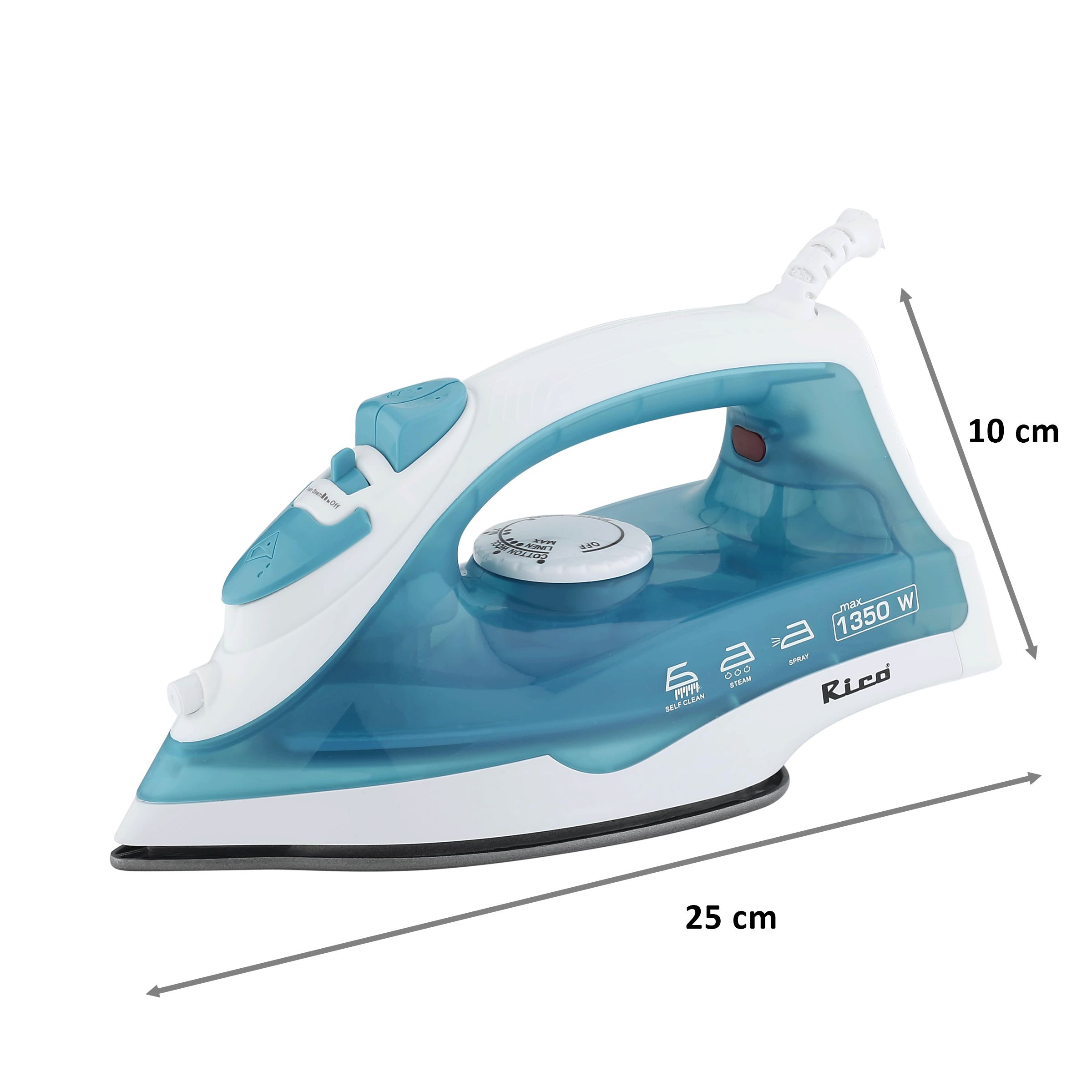 Rico SI03 1350 Watts Steam Iron (Steam burst, Sky Blue)_2