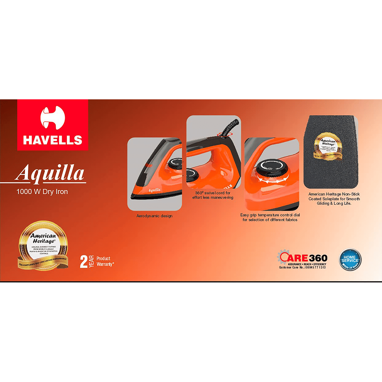 HAVELLS Aquilla 1000 Watts Dry Iron (Shock Proof Body, Amber) HAVELLS Aquilla 1000 Watts Dry Iron (Shock Proof Body, Amber)_6