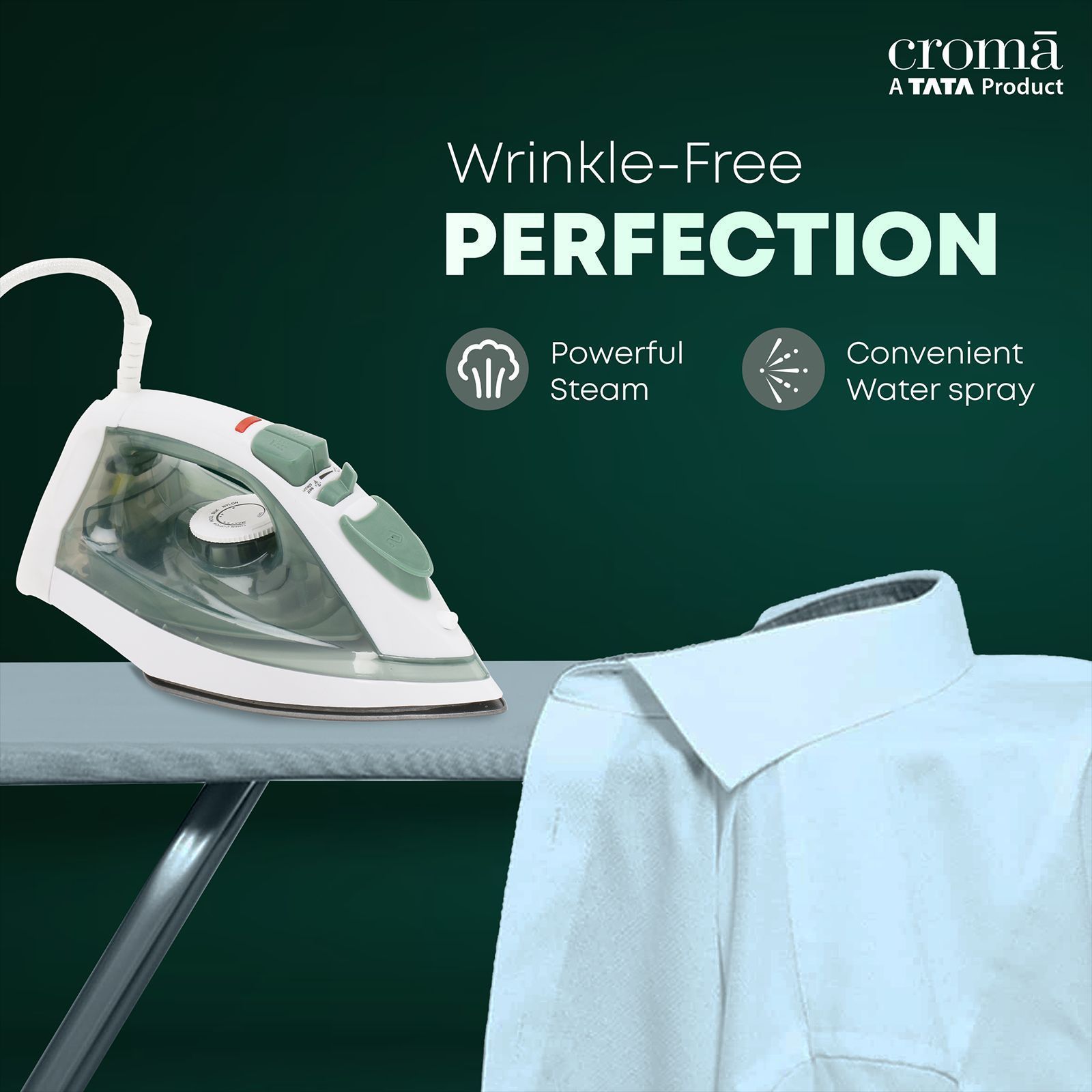 Croma 1600 Watts 210ml Steam Iron (360 Degree Swivel Cord, Grey)_5