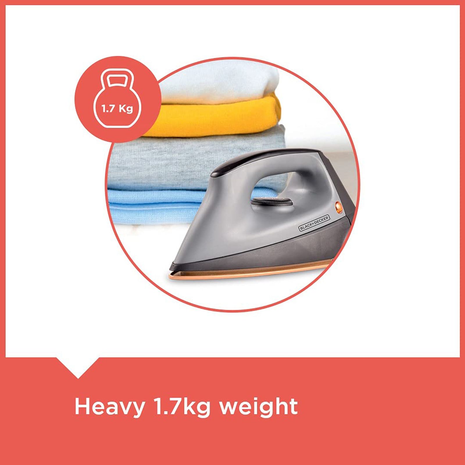 BLACK&DECKER 1100 Watts Dry iron (Heavy Weight, BXIR1102IN, Grey)_4