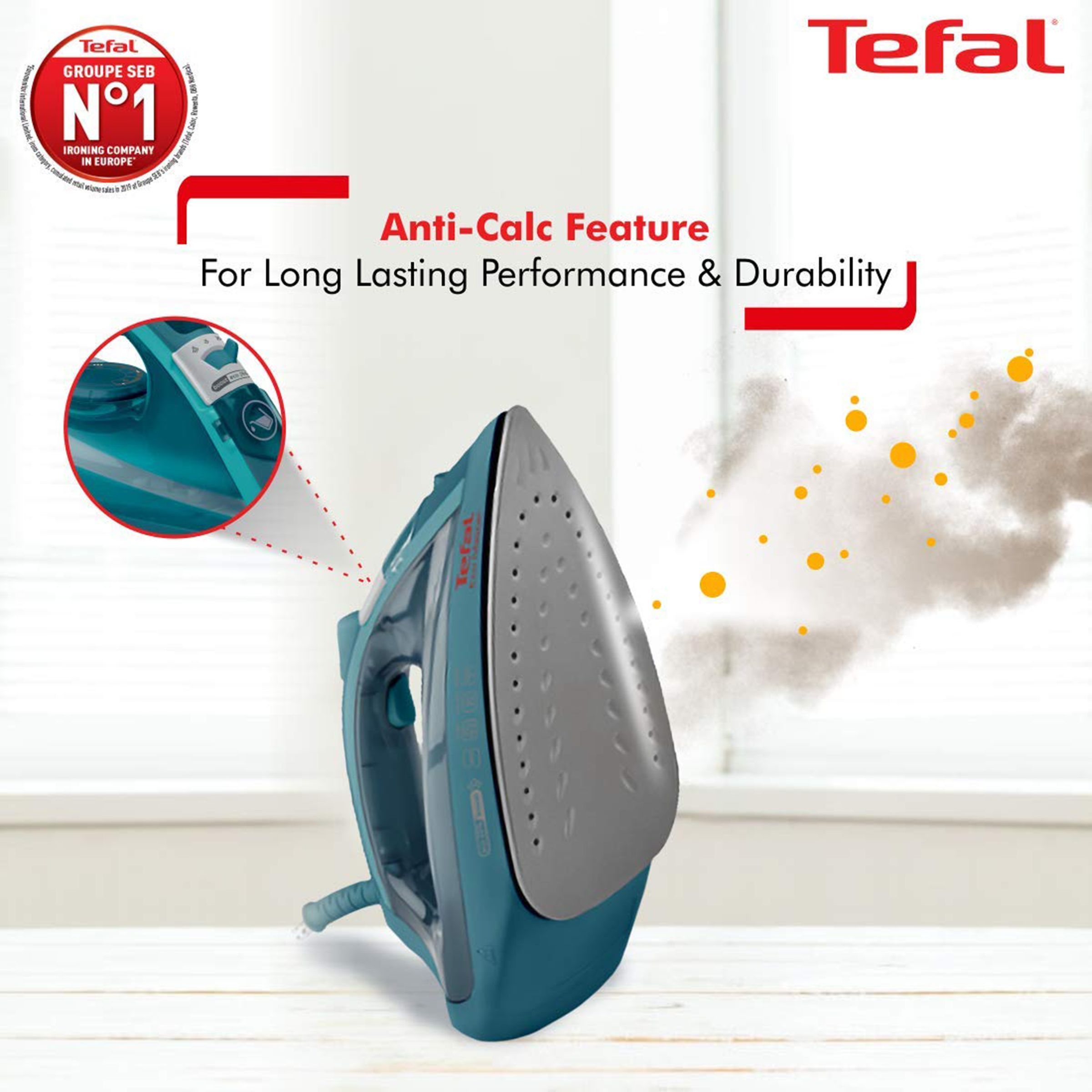 Tefal Eco Master 1800 Watts 200ml Steam Iron (Smooth-Gliding Non-Stick Soleplate, FV1720O1, Turkish Blue) Tefal Eco Master 1800 Watts 200ml Steam Iron (Smooth-Gliding Non-Stick Soleplate, FV1720O1, Turkish Blue)_4