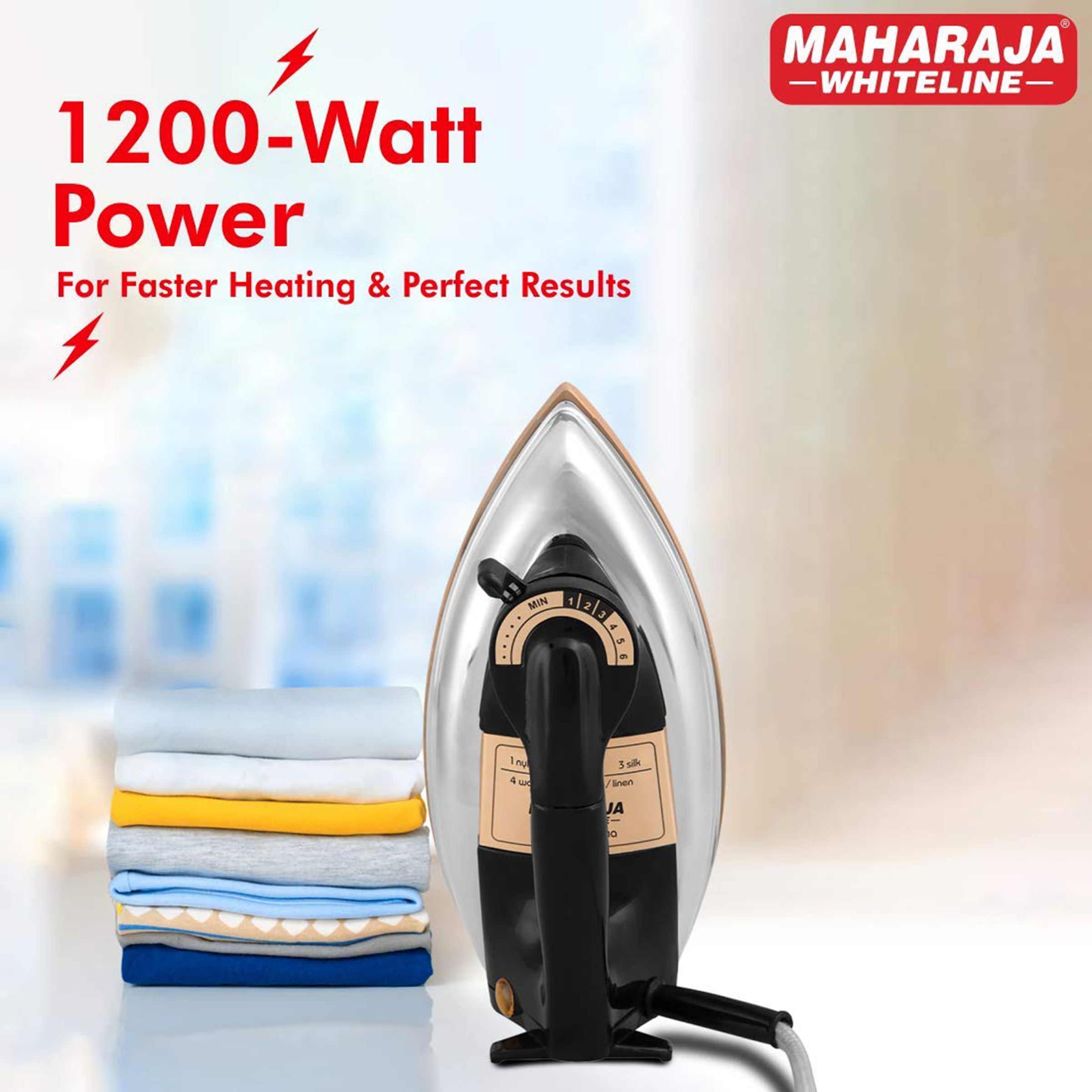 MAHARAJA WHITELINE Classico Plancha 1200 Watts Dry Iron (Non-Stick Soleplate,  DI-126, Black)_10