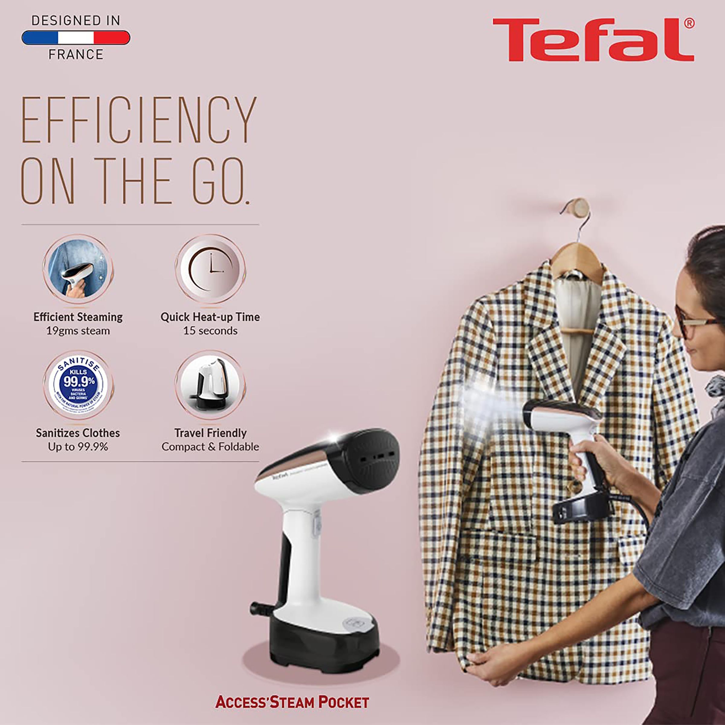 Tefal 1300 Watts 120ml Garment Steamer (Lightweight Design, DT303001, Black/White) Tefal 1300 Watts 120ml Garment Steamer (Lightweight Design, DT303001, Black/White)_8