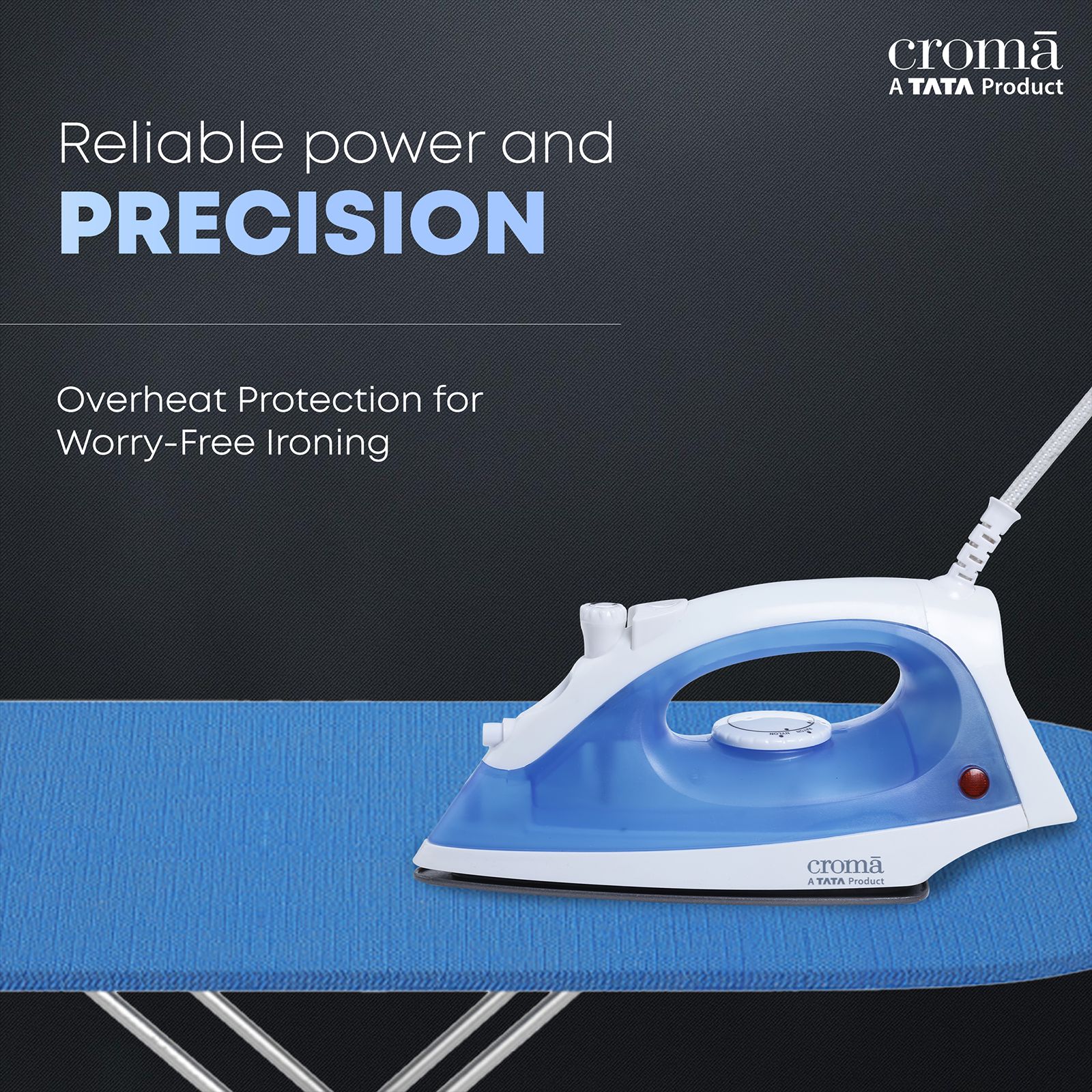 Croma 1200 Watts 180ml Steam Iron (360 Degree Swivel Cord, Blue)_3