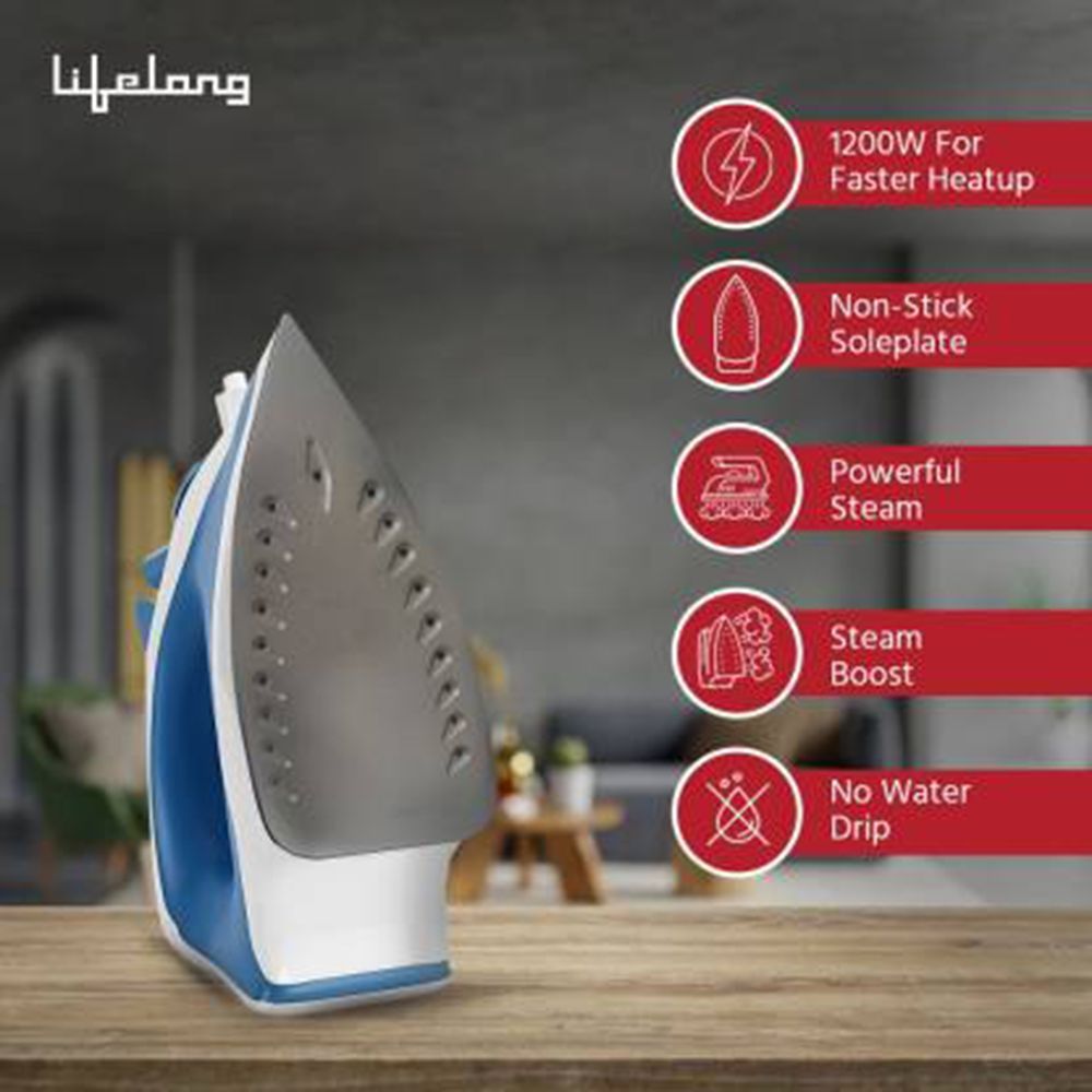 Lifelong 1200 Watts Steam Iron (Triple Precision Tip, LLSI02, Blue)_3