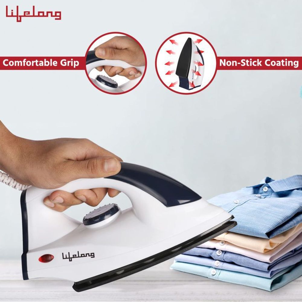 Lifelong 1000 Watts Dry Iron (Non-Stick Coating, LLDI30, White)_3