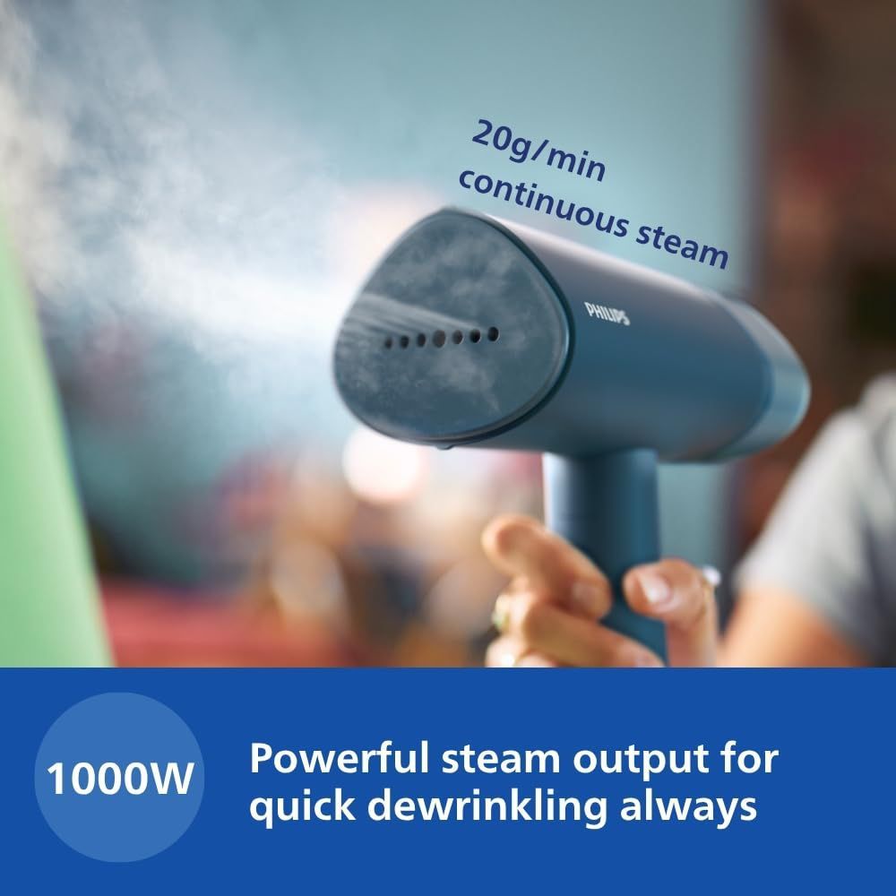 PHILIPS 3000 Series 1000 Watts Handheld Garment Steamer (100ml Water Tank, 1 Modes, Foldable, Reno Blue)_17