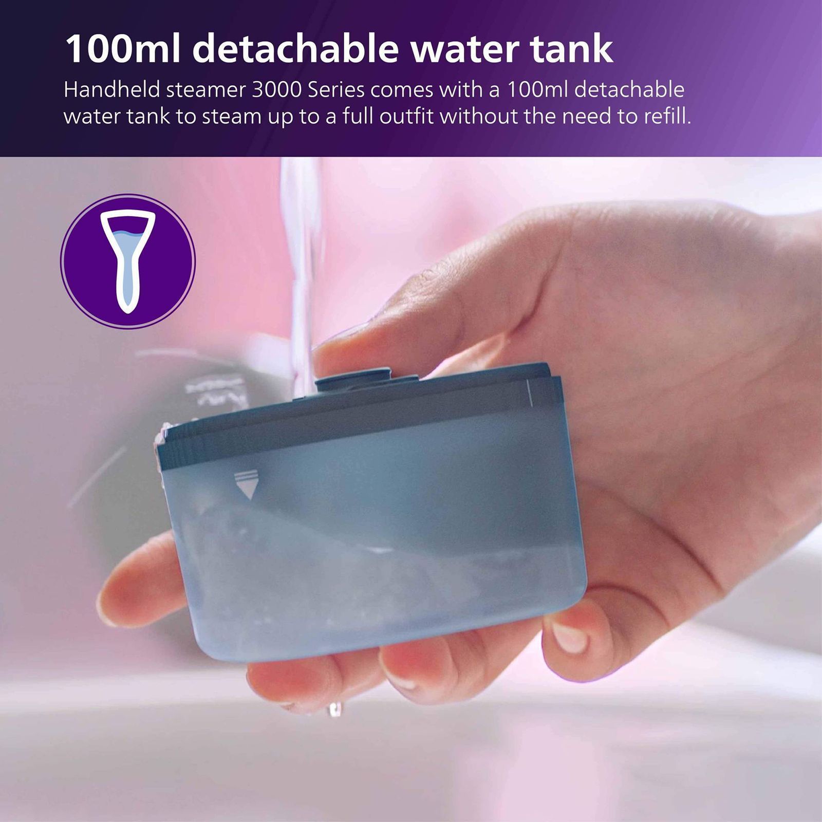 PHILIPS 3000 Series 1000 Watts Handheld Garment Steamer (100ml Water Tank, 1 Modes, Foldable, Reno Blue)_7