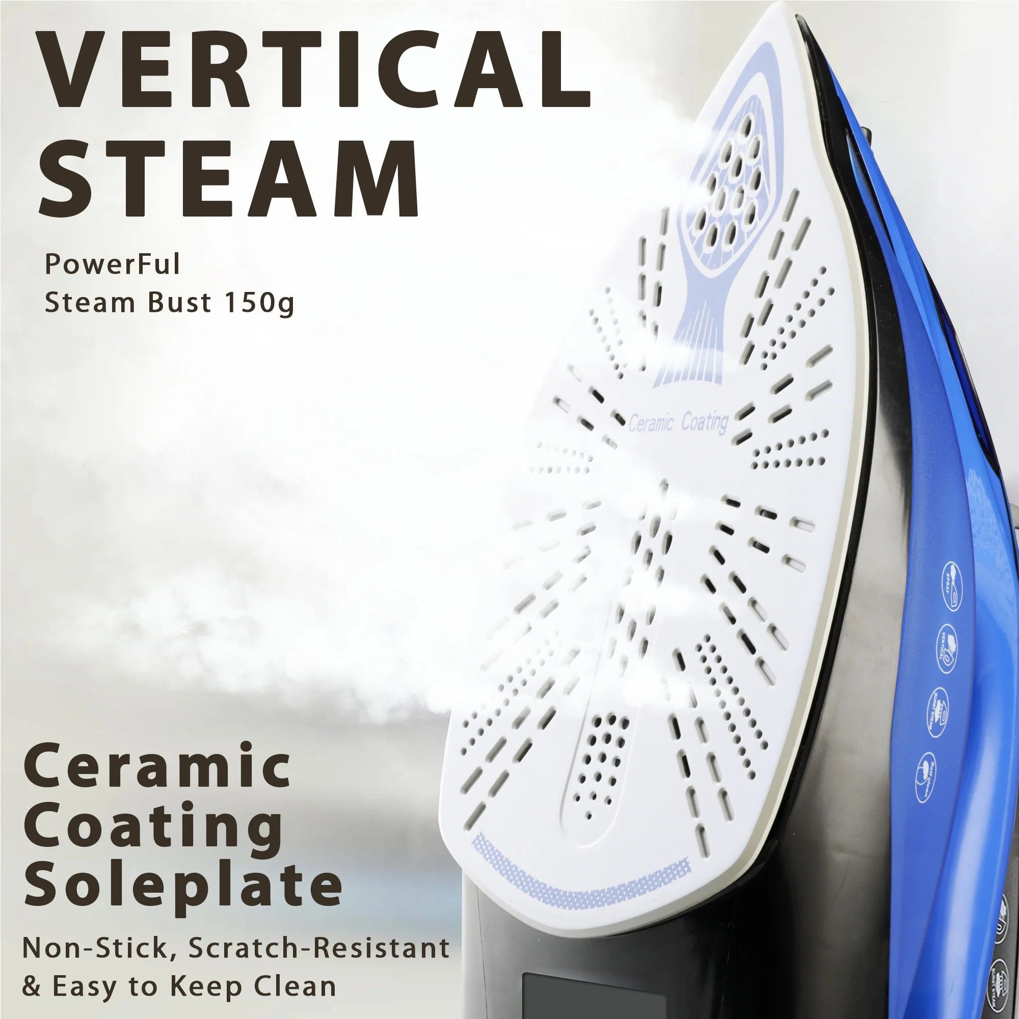 WARMEX 2200 Watts 360ml Steam Iron (3 Way Auto Shut Off Function, OTSI-2200, Blue and Black)_2