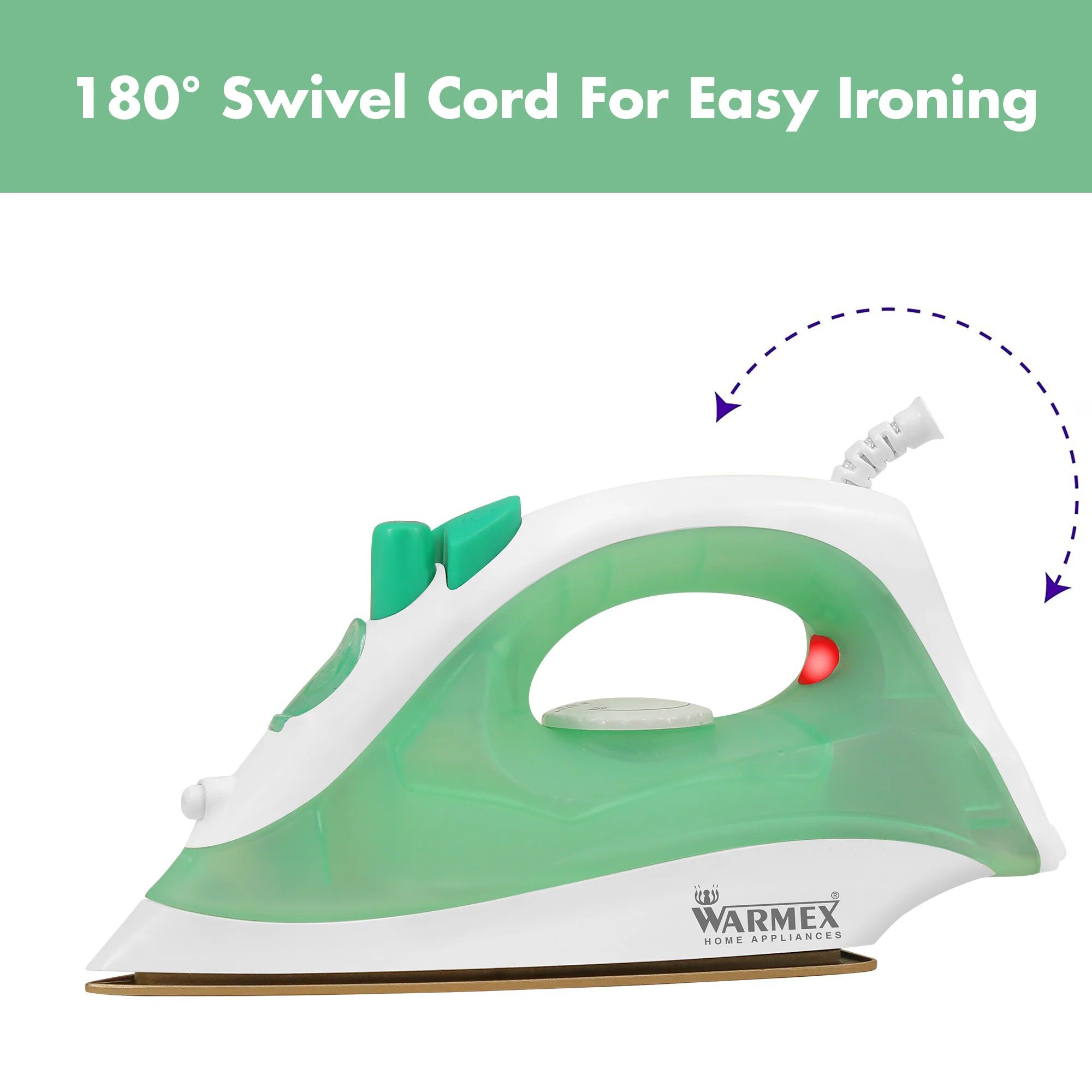 WARMEX Steam Glide 1200 Watts Steam Iron (Water Spray Function, Green)_4