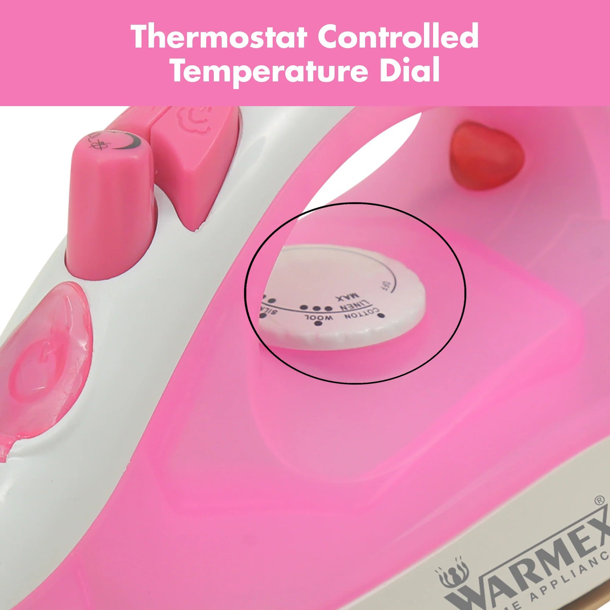 WARMEX Steam Glide 1200 Watts Steam Iron (Water Spray Function, Pink)_3