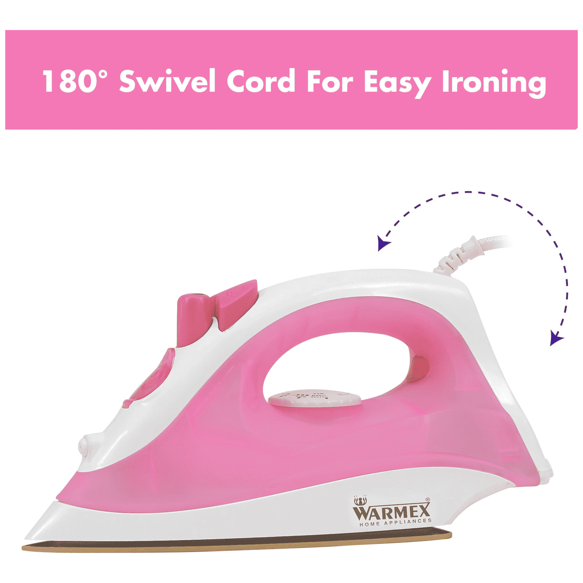WARMEX Steam Glide 1200 Watts Steam Iron (Water Spray Function, Pink)_4