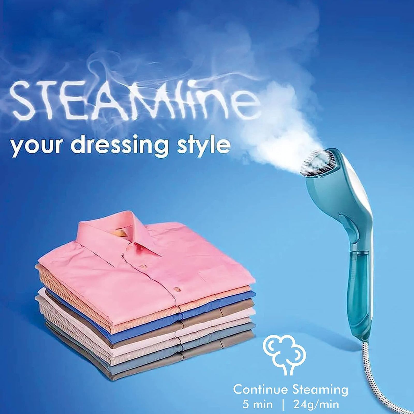 WARMEX 1200 Watts Handheld Garment Steamer (80ml Water Tank, Indicator Light, White and Blue) WARMEX 1200 Watts Handheld Garment Steamer (80ml Water Tank, Indicator Light, White and Blue)_4