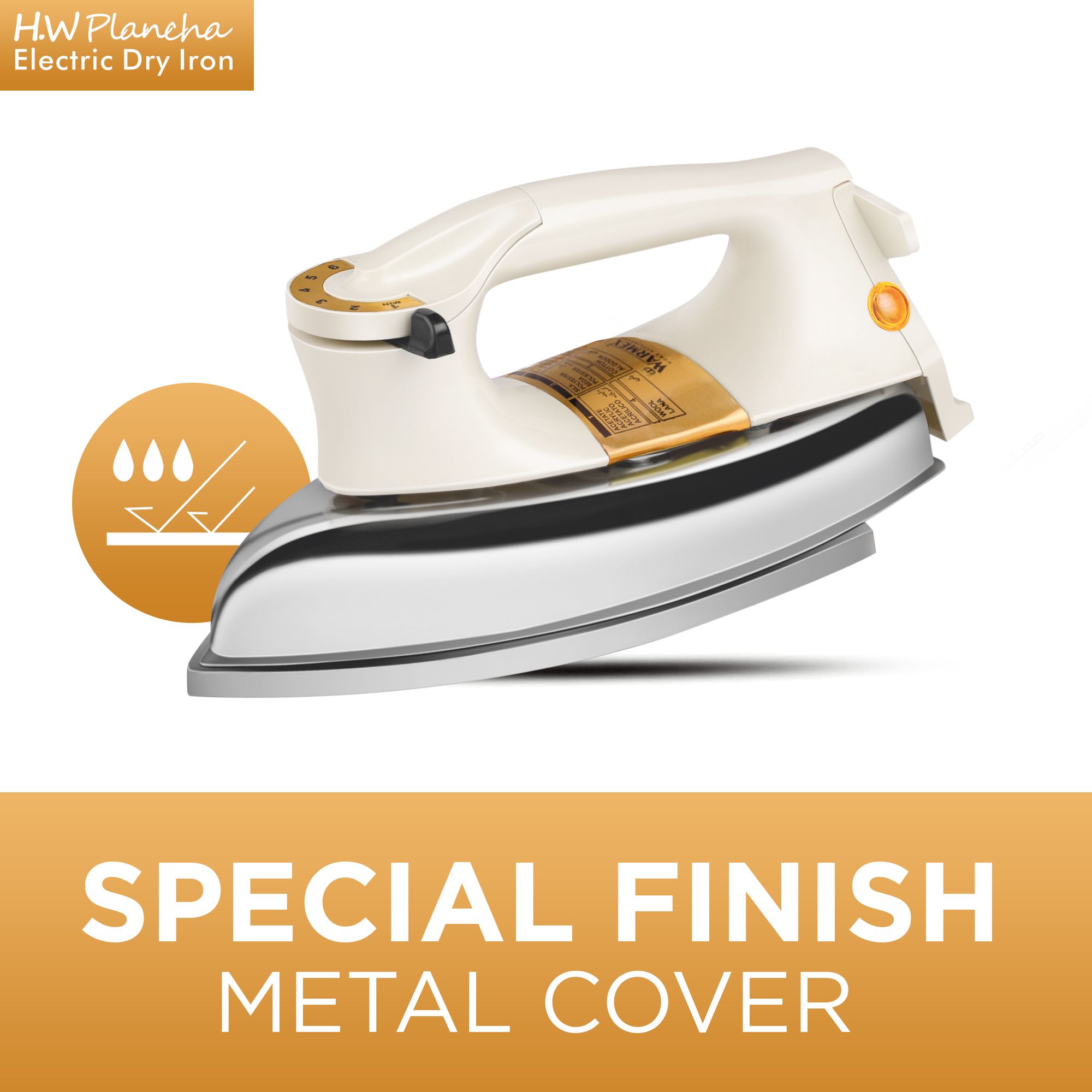 WARMEX Plancha 750 Watts Dry Iron (360 Degree Swivel Cord, Ivory and Chrome)_4