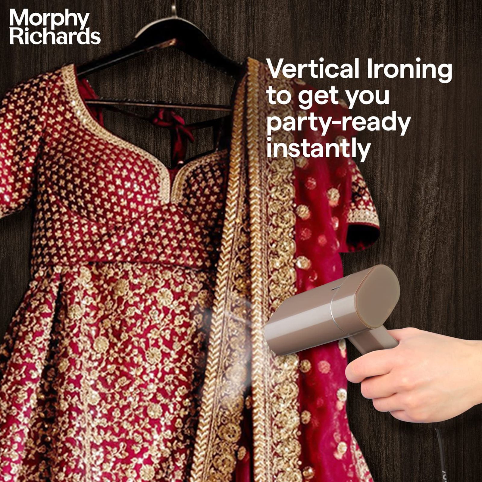 Morphy Richards Steam Pro 1300 Watts Handheld Garment Steamer (130ml Water Tank, Foldable & Lightweight, Champagne Gold)_7