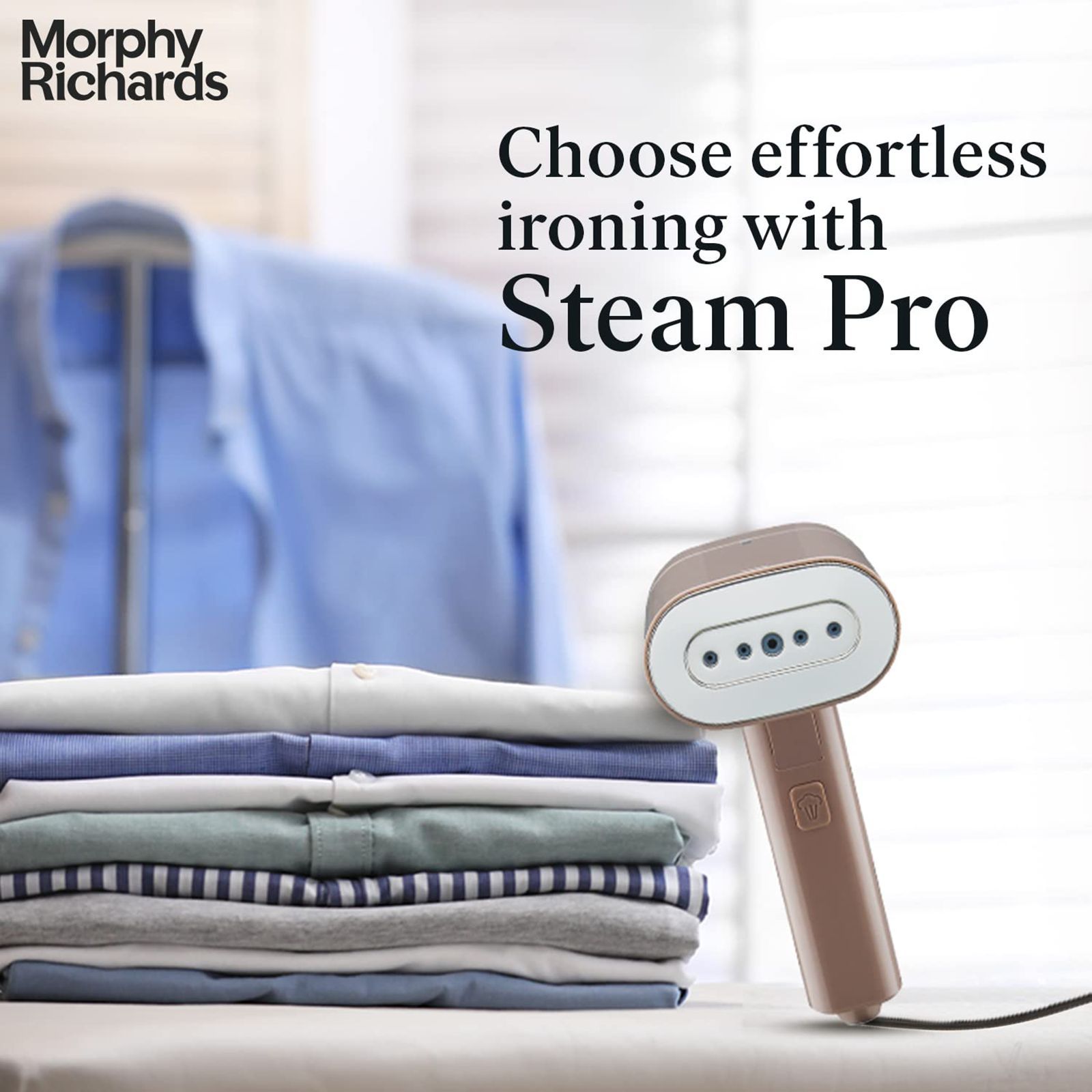 Morphy Richards Steam Pro 1300 Watts Handheld Garment Steamer (130ml Water Tank, Foldable & Lightweight, Champagne Gold)_8