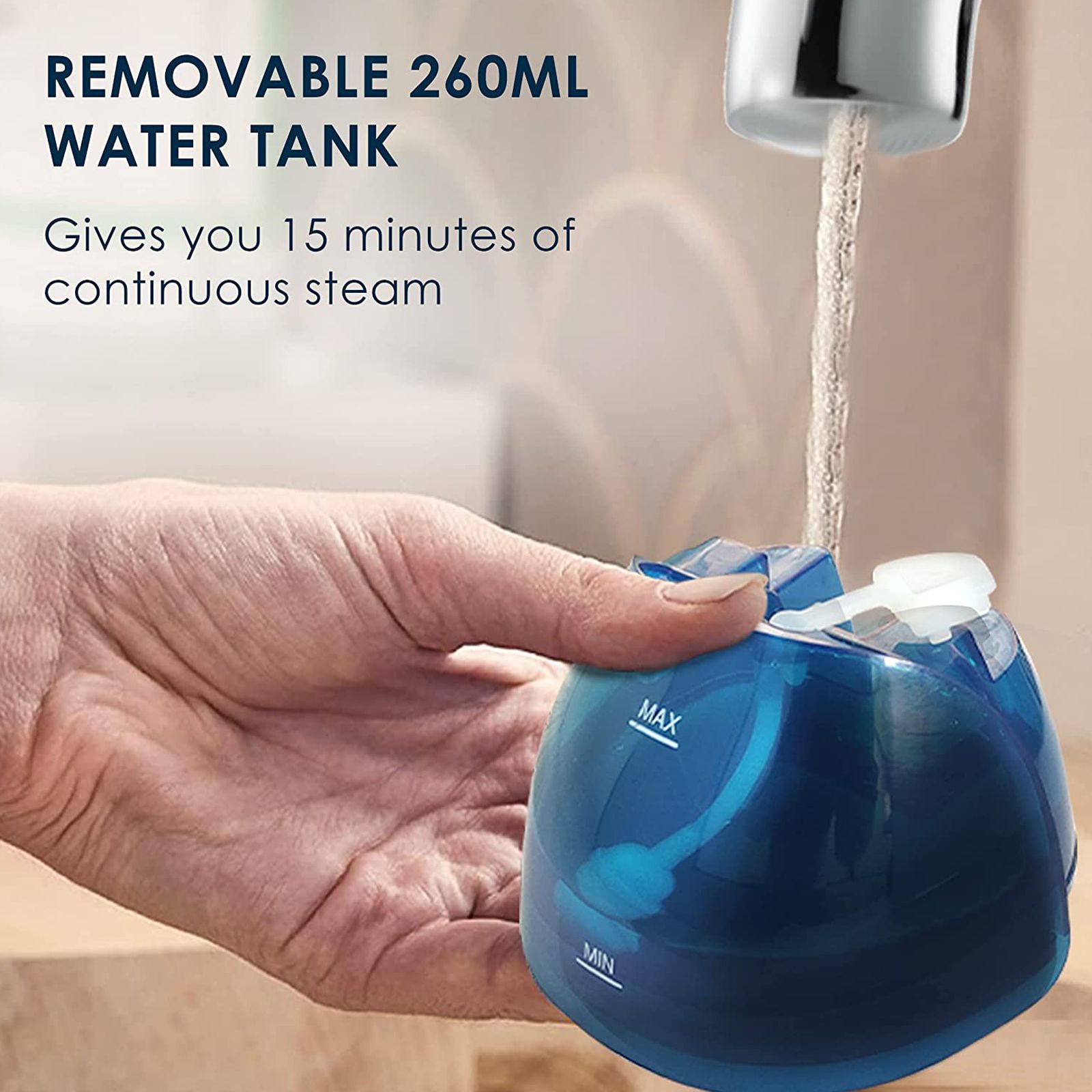 AGARO Signify 1500 Watts 260 ml Garment Steamer (Fast Heating, Black and Blue) AGARO Signify 1500 Watts 260 ml Garment Steamer (Fast Heating, Black and Blue)_5