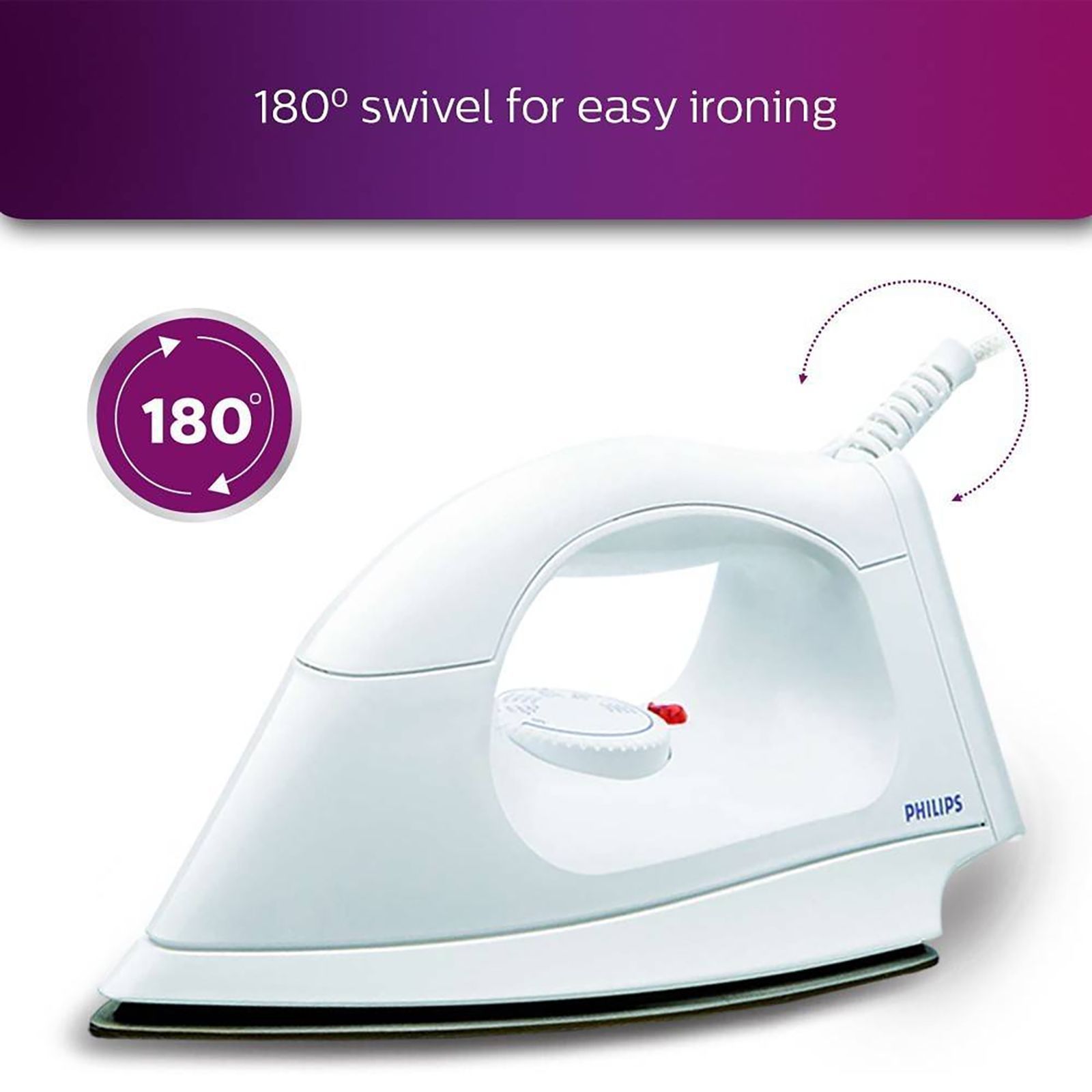 PHILIPS HI114 1000 Watts Dry Iron (Iron Temperature-ready Light, White)_8