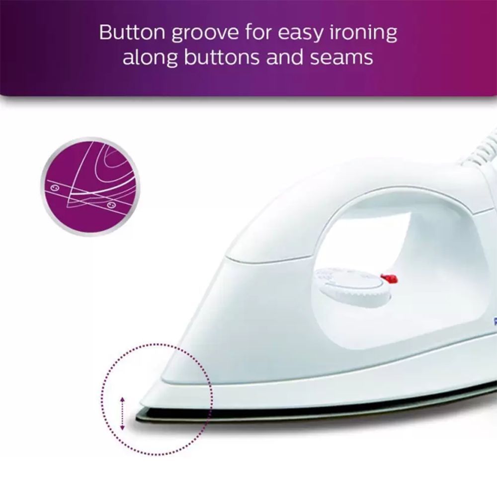 PHILIPS HI114 1000 Watts Dry Iron (Iron Temperature-ready Light, White)_11