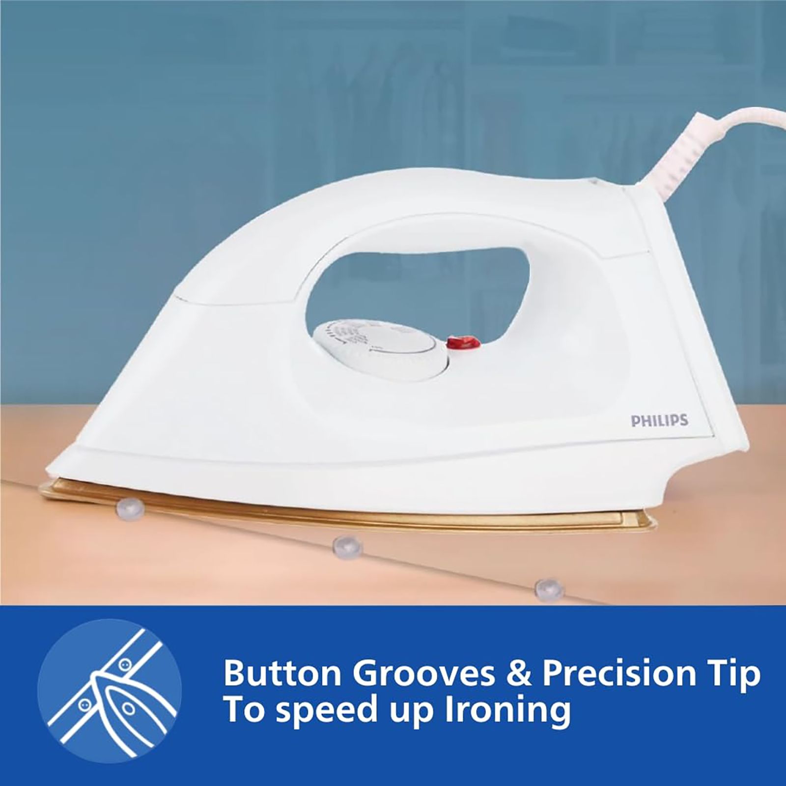 PHILIPS HI114 1000 Watts Dry Iron (Iron Temperature-ready Light, White)_4