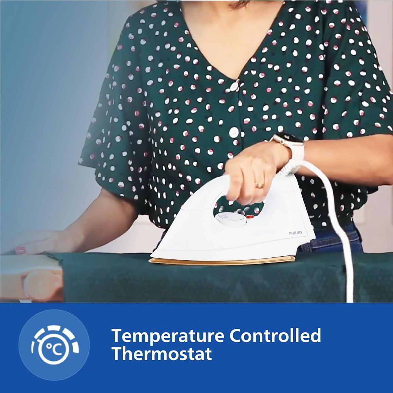 PHILIPS HI114 1000 Watts Dry Iron (Iron Temperature-ready Light, White)_5