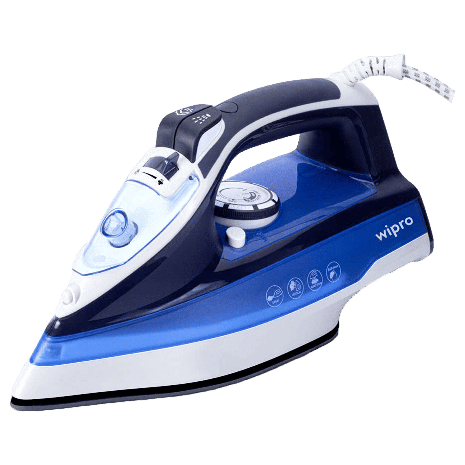 wipro Vesta 2200 Watts 300ml Steam Iron (Ceramic-coated Soleplate, VD051220, White and Navy Blue)_1