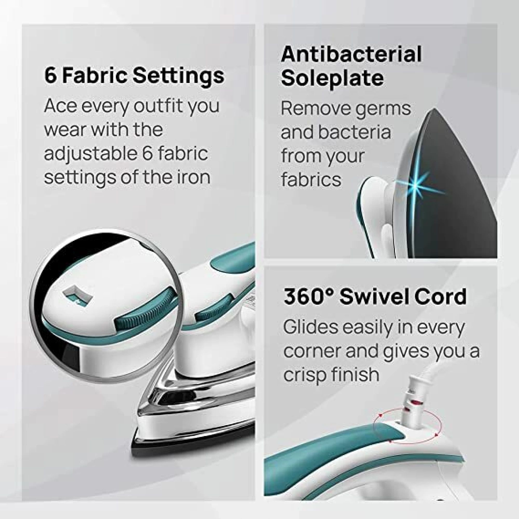 wipro Vesta GD203 1200 Watts Dry Iron (Antibacterial Aluminum Soleplate, VK123120, White) wipro Vesta GD203 1200 Watts Dry Iron (Antibacterial Aluminum Soleplate, VK123120, White)_2
