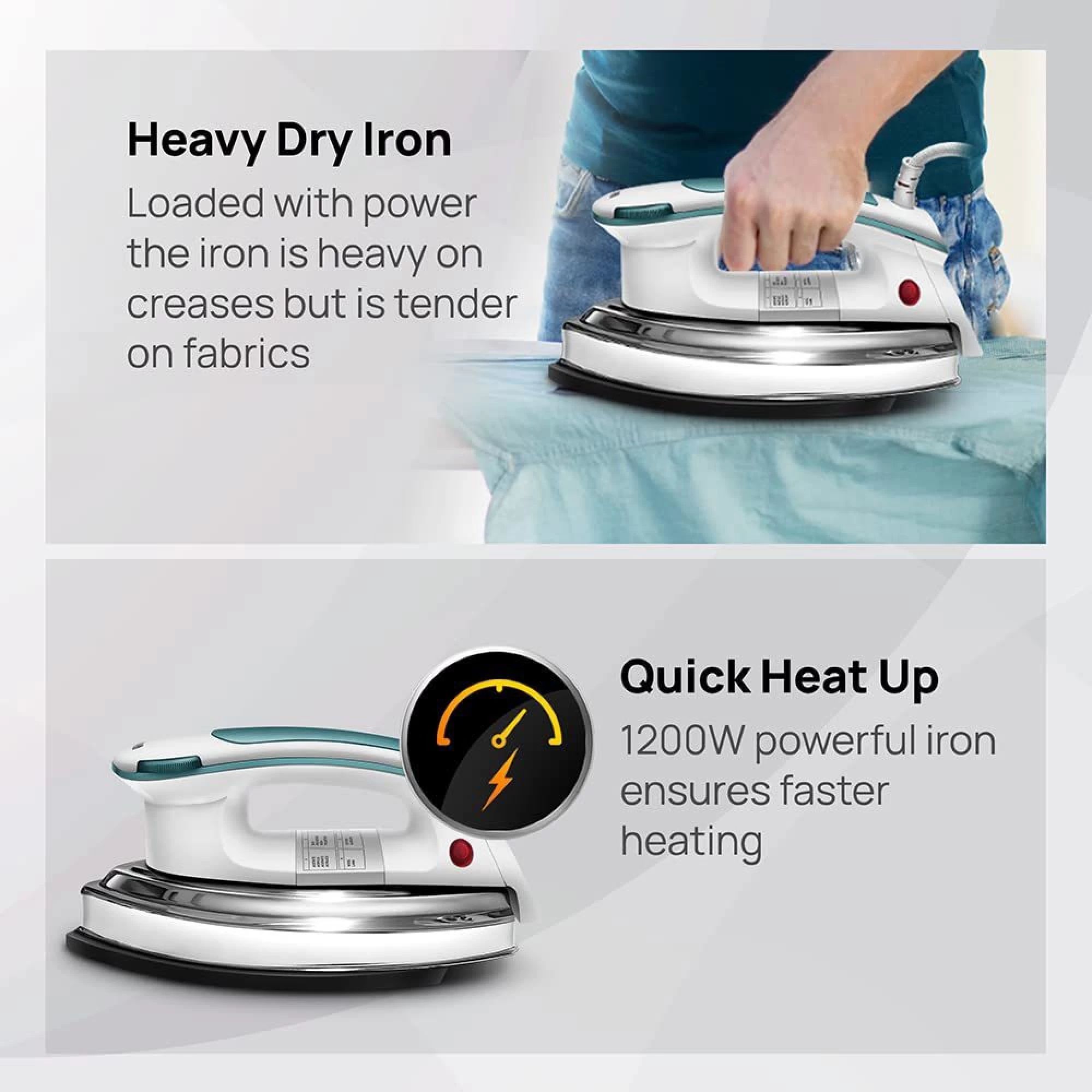 wipro Vesta GD203 1200 Watts Dry Iron (Antibacterial Aluminum Soleplate, VK123120, White) wipro Vesta GD203 1200 Watts Dry Iron (Antibacterial Aluminum Soleplate, VK123120, White)_4