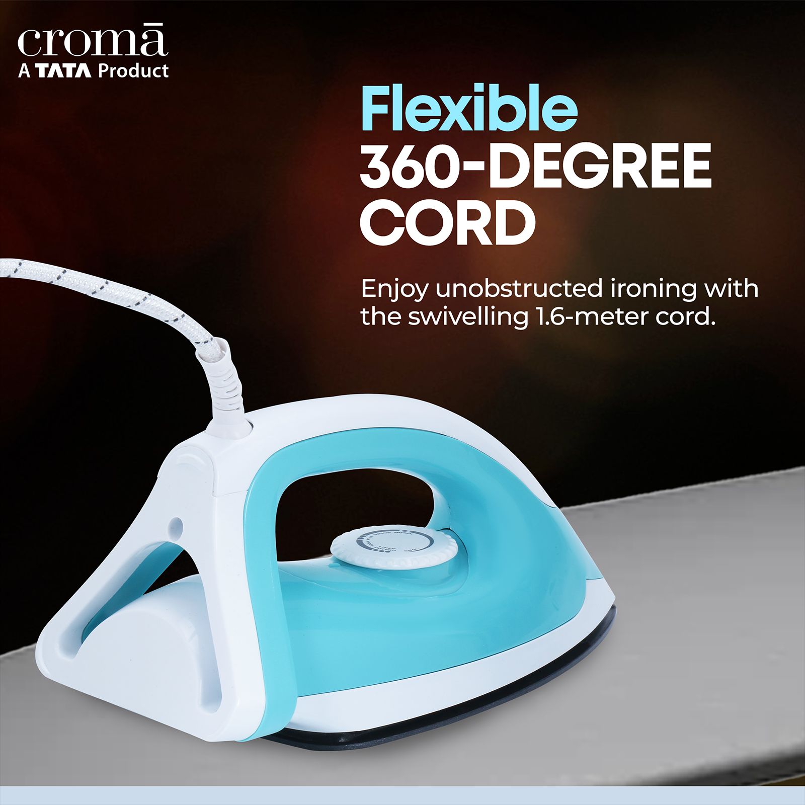 Croma 1000 Watts Dry Iron (Weilburger Dual Coat Soleplate, Blue)_10