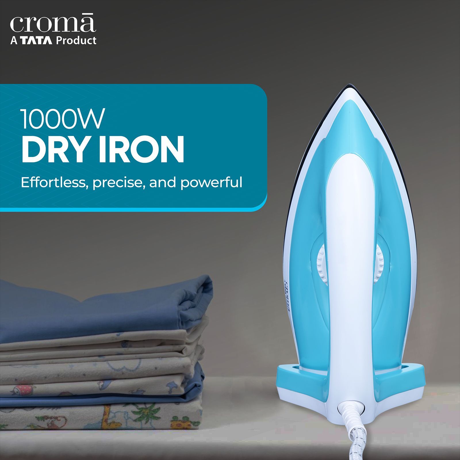Croma 1000 Watts Dry Iron (Weilburger Dual Coat Soleplate, Blue)_7