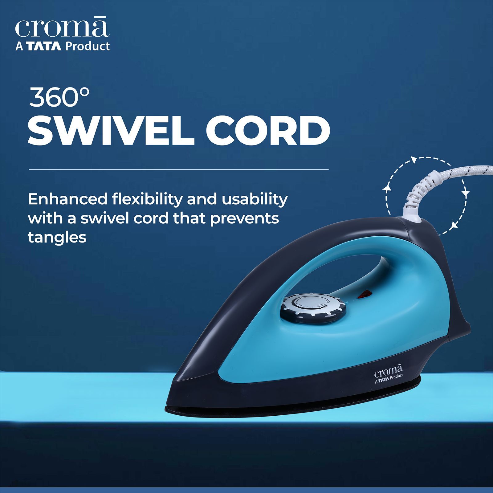 Croma Heavy Weight 1000 Watts Dry Iron (Weilburger Dual Coat Soleplate, AV4414, Turquoise)_10