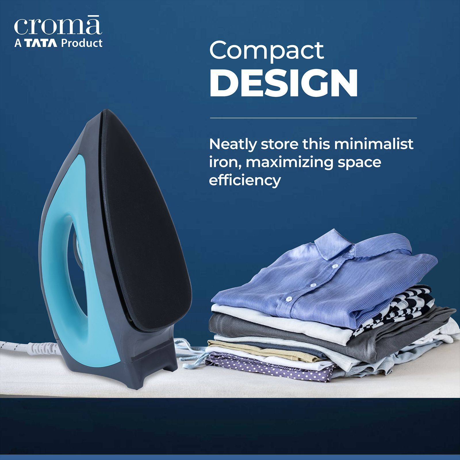 Croma Heavy Weight 1000 Watts Dry Iron (Weilburger Dual Coat Soleplate, AV4414, Turquoise)_11