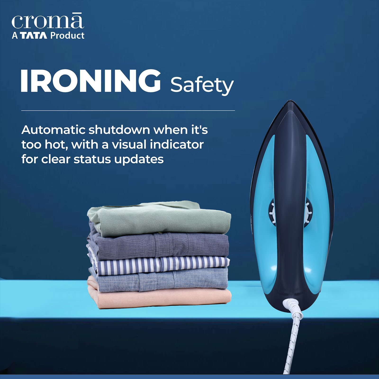 Croma Heavy Weight 1000 Watts Dry Iron (Weilburger Dual Coat Soleplate, AV4414, Turquoise)_12