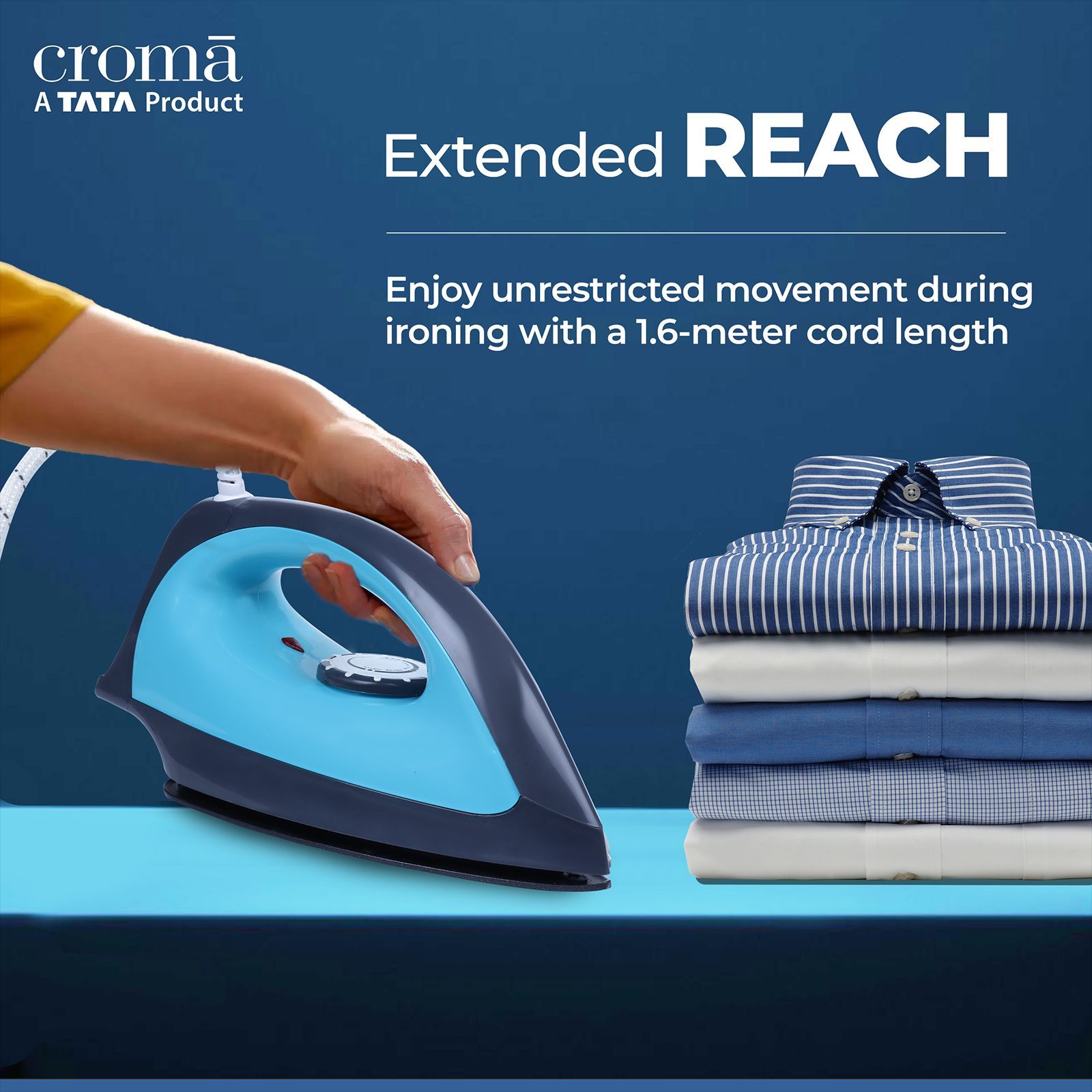 Croma Heavy Weight 1000 Watts Dry Iron (Weilburger Dual Coat Soleplate, AV4414, Turquoise)_13