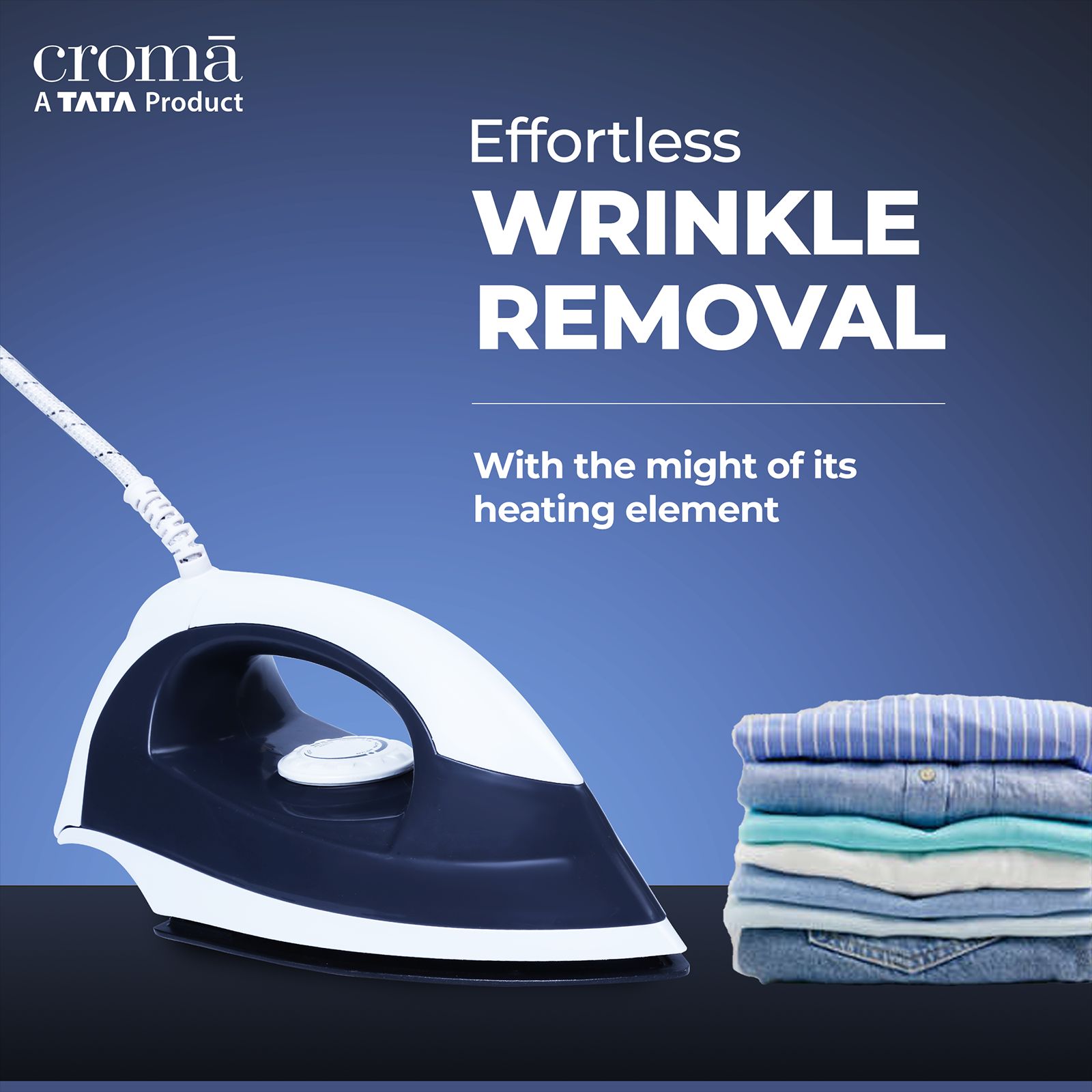 Croma 1100 Watts Dry Iron (Weilburger Dual Coat Soleplate, AV4415, White)_9