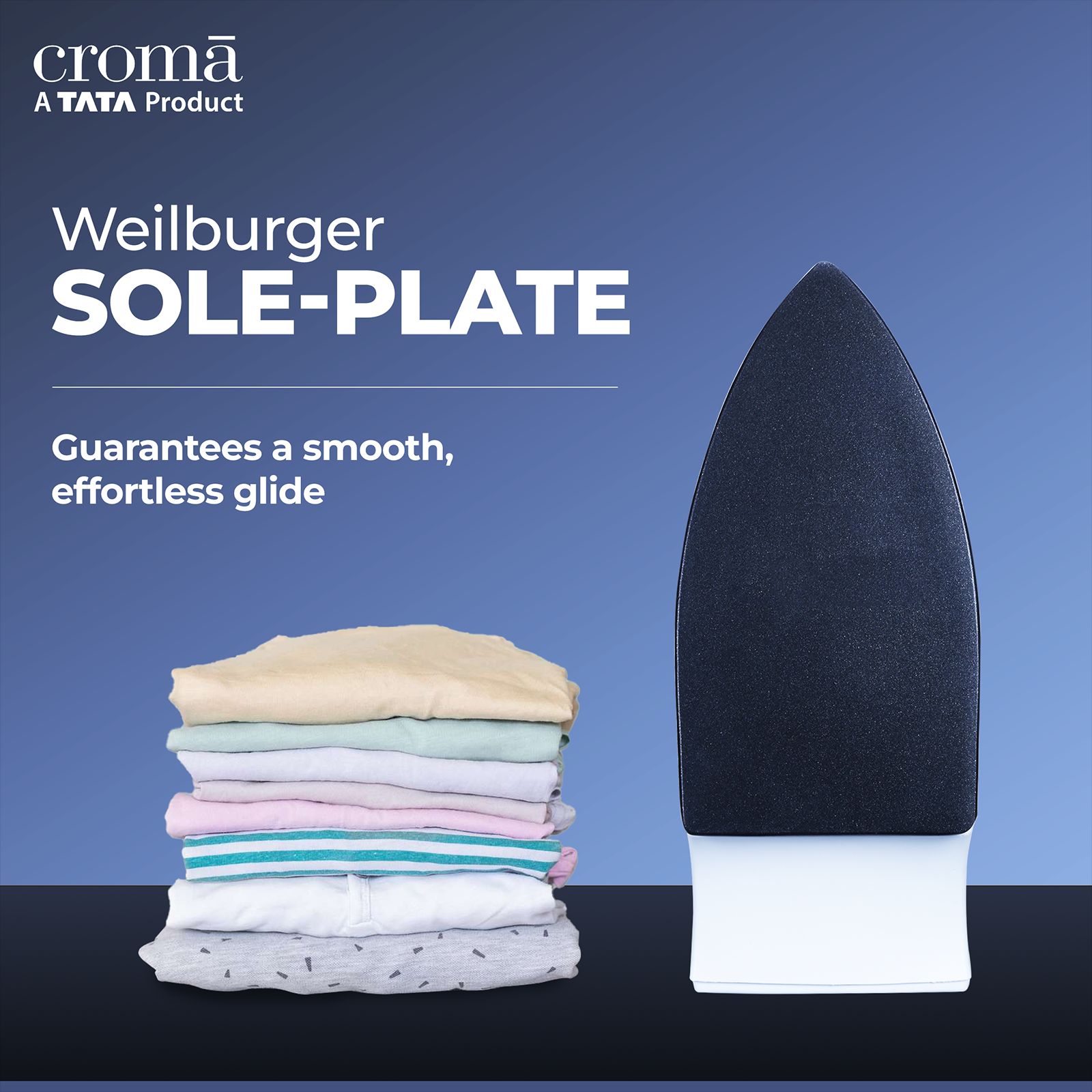 Croma 1100 Watts Dry Iron (Weilburger Dual Coat Soleplate, AV4415, White)_10