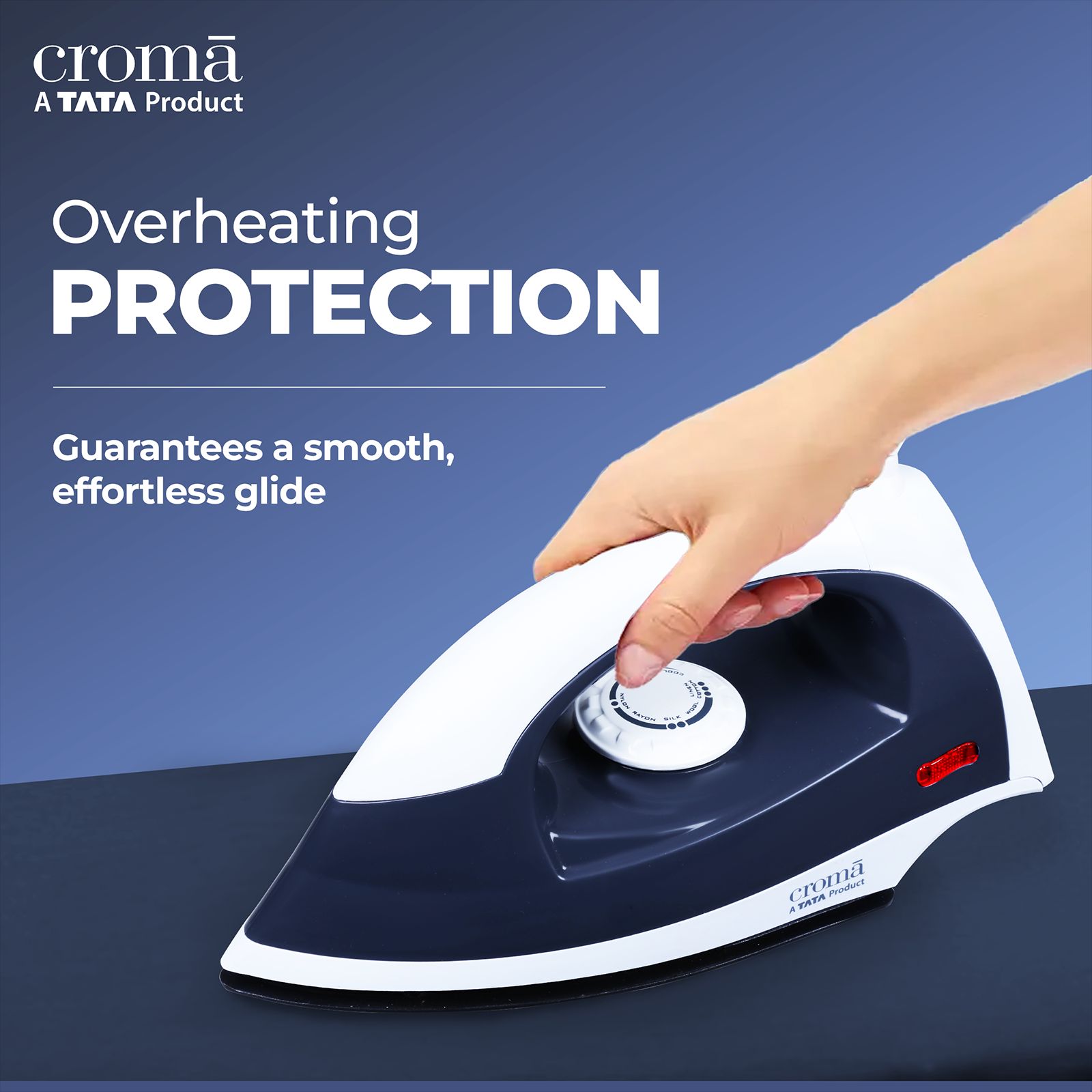 Croma 1100 Watts Dry Iron (Weilburger Dual Coat Soleplate, AV4415, White)_12