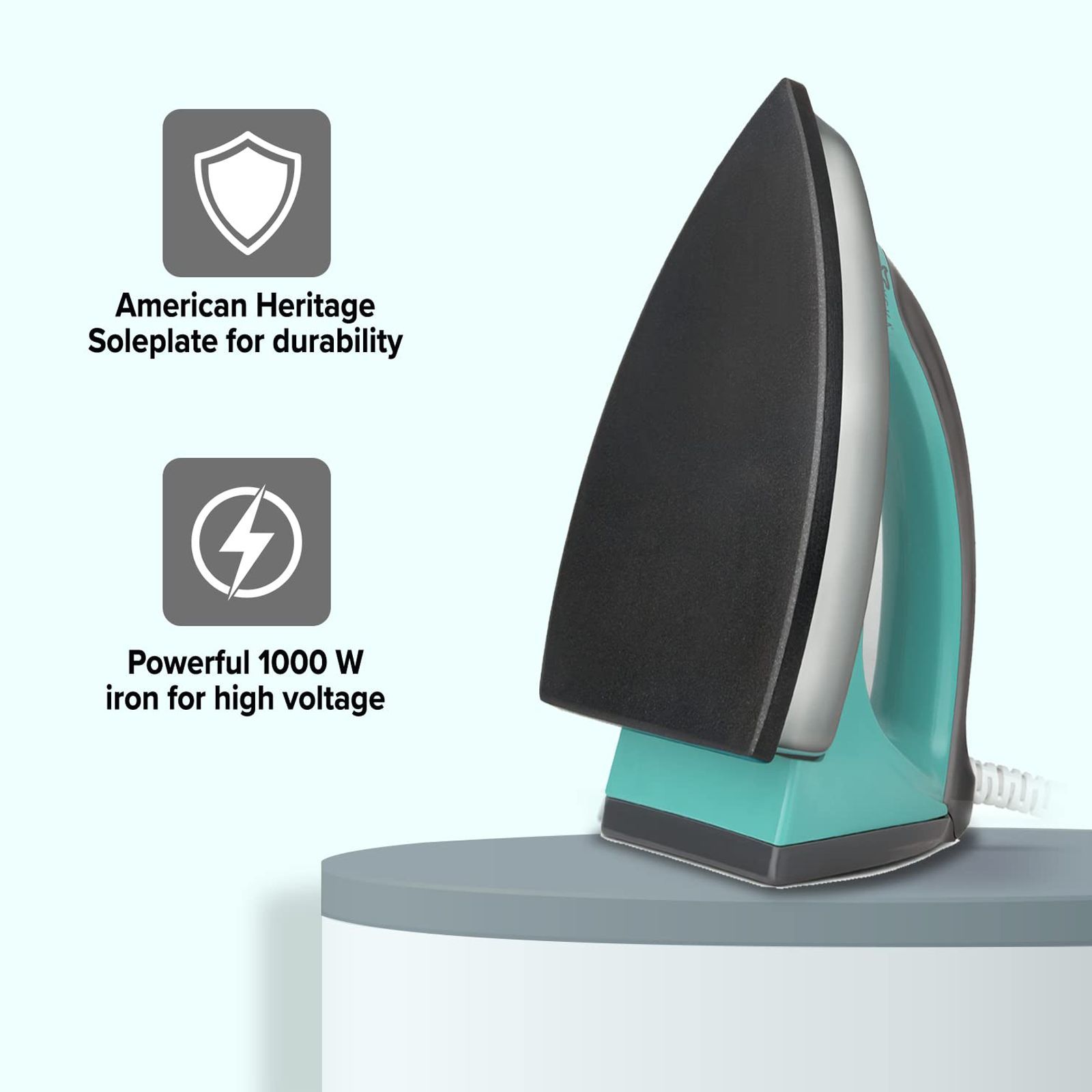 Syska Clasique 1000 Watts Dry Iron (American Heritage Coated Soleplate, SDI-350, Teal and Black)_2