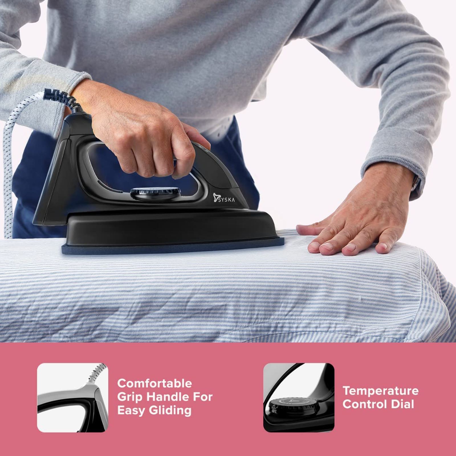 Syska Clasique 1000 Watts Dry Iron (Non-Stick Soleplate, SYSKA-SDI-350, Black) Syska Clasique 1000 Watts Dry Iron (Non-Stick Soleplate, SYSKA-SDI-350, Black)_3