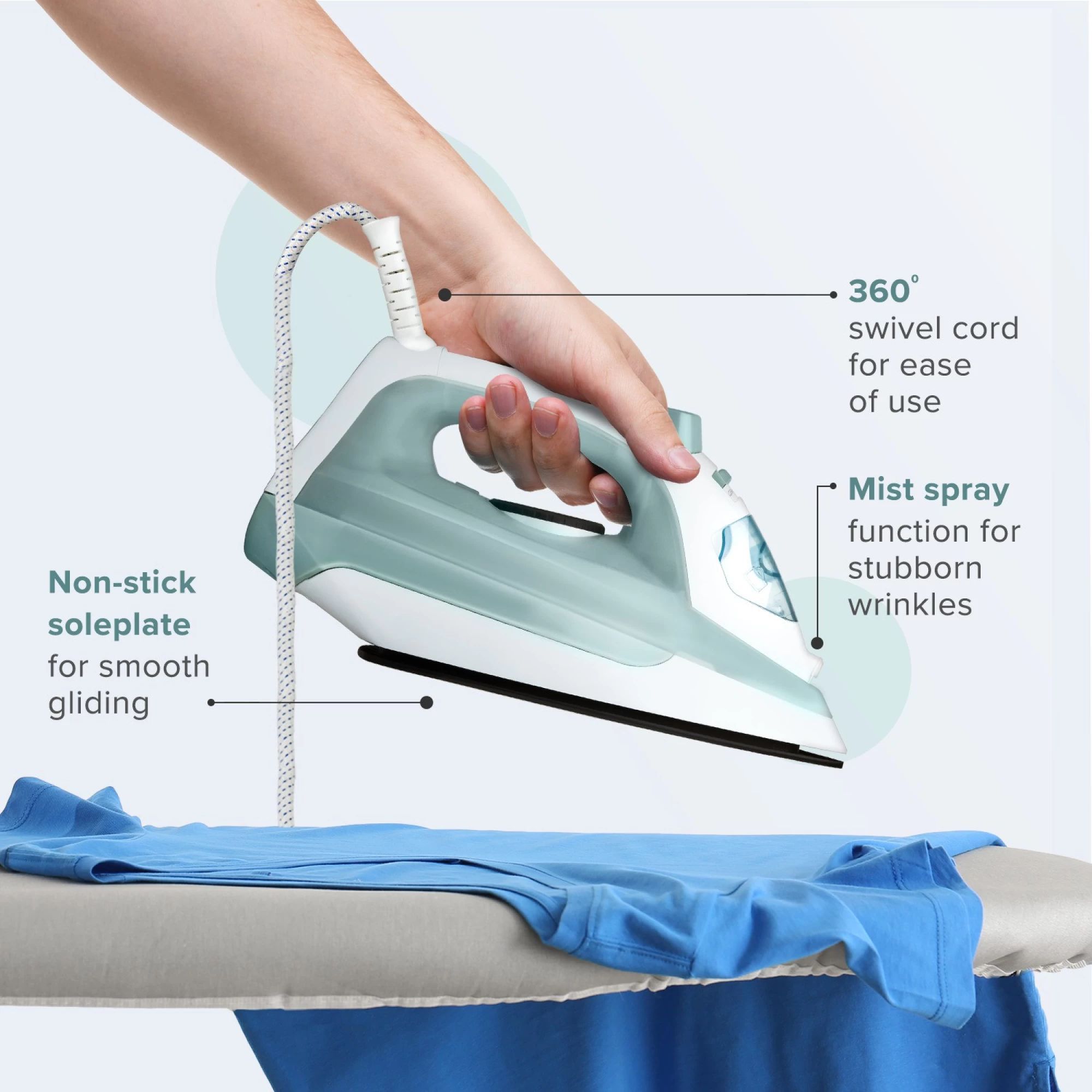 Syska Amara 1600 Watts 220ml Steam Iron (Over Heat Safety, SYSKA-SSI-1600, Sea Green)_4