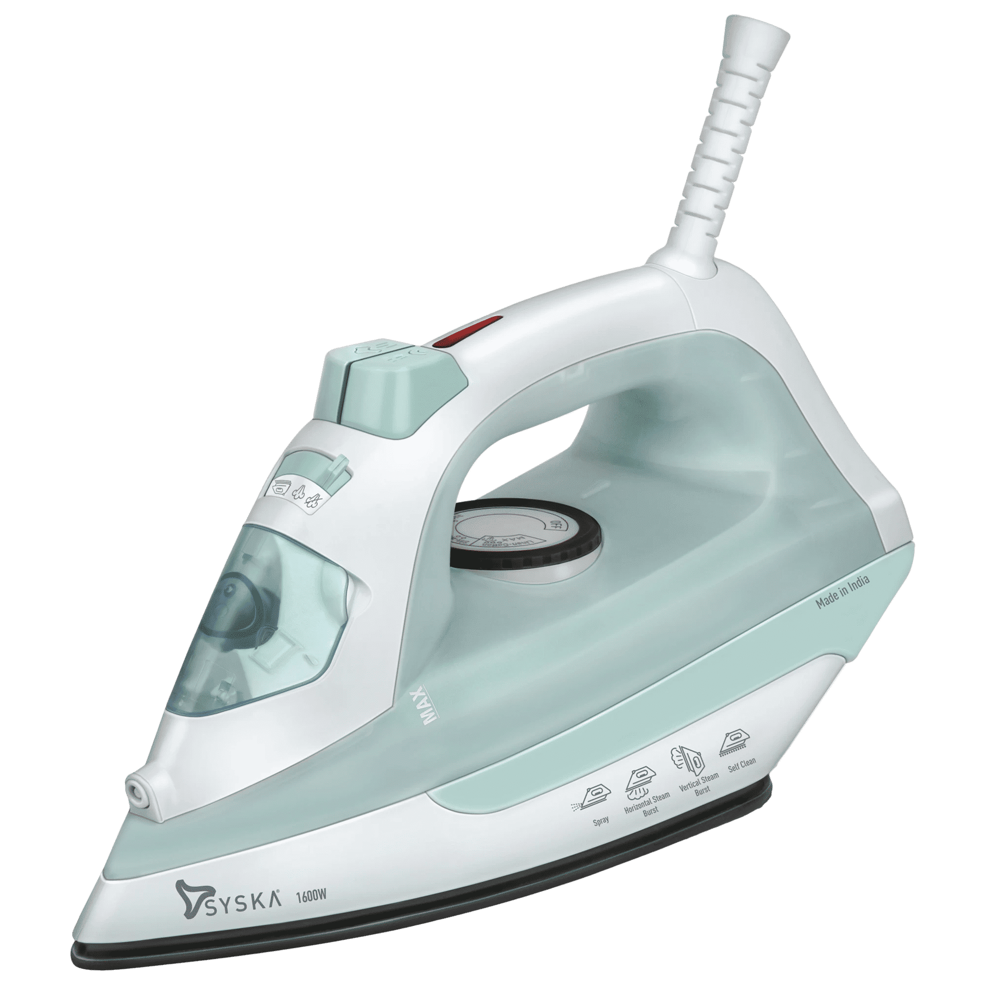 Syska Amara 1600 Watts 220ml Steam Iron (Over Heat Safety, SYSKA-SSI-1600, Sea Green)_1