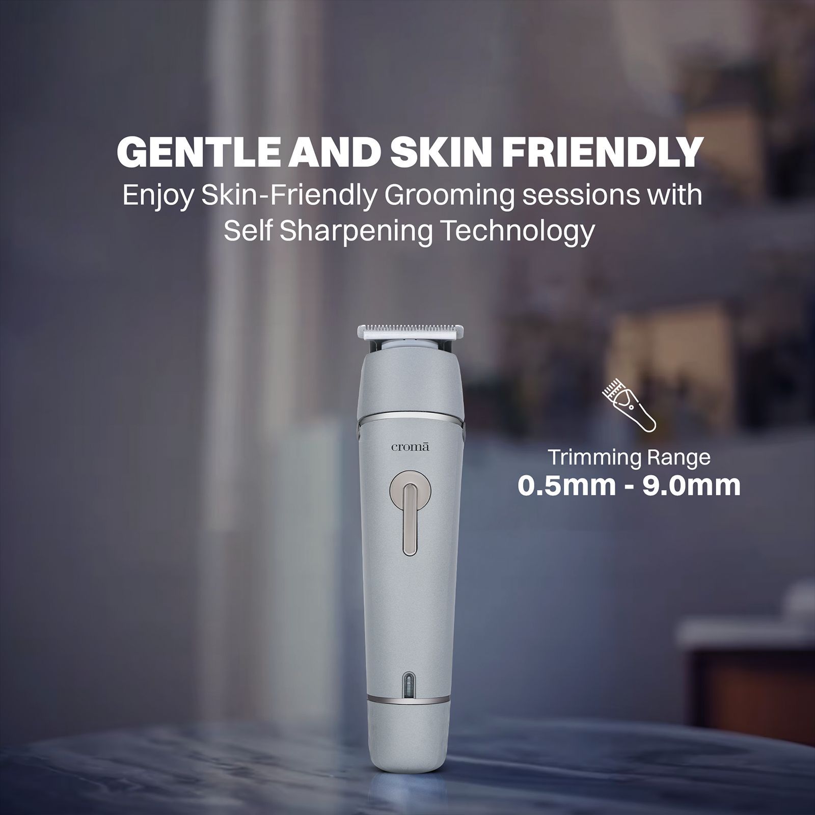 Croma 7-in-1 Rechargeable Cordless Grooming Kit for Face for Men (90mins Runtime, Self Sharpening Technology, Grey) Croma 7-in-1 Rechargeable Cordless Grooming Kit for Face for Men (90mins Runtime, Self Sharpening Technology, Grey)_9