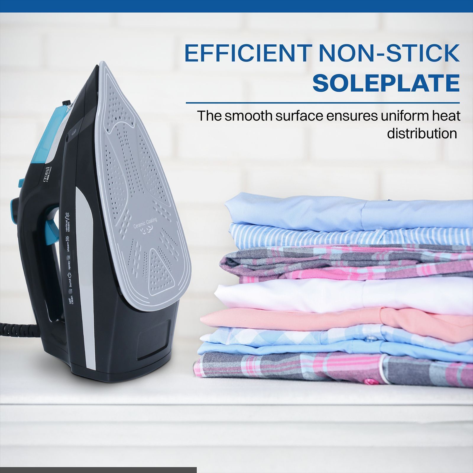 Croma 2000 Watts 300ml Steam Iron (Self Clean Function, Aqua Blue) Croma 2000 Watts 300ml Steam Iron (Self Clean Function, Aqua Blue)_4